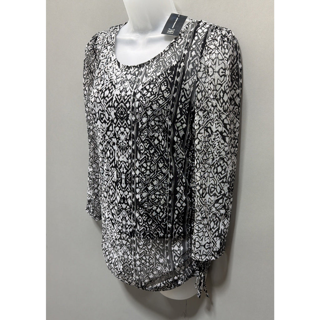 INC International Concepts 3/4 Sleeve Top Women’s S Blouse Ruched Built In Cami