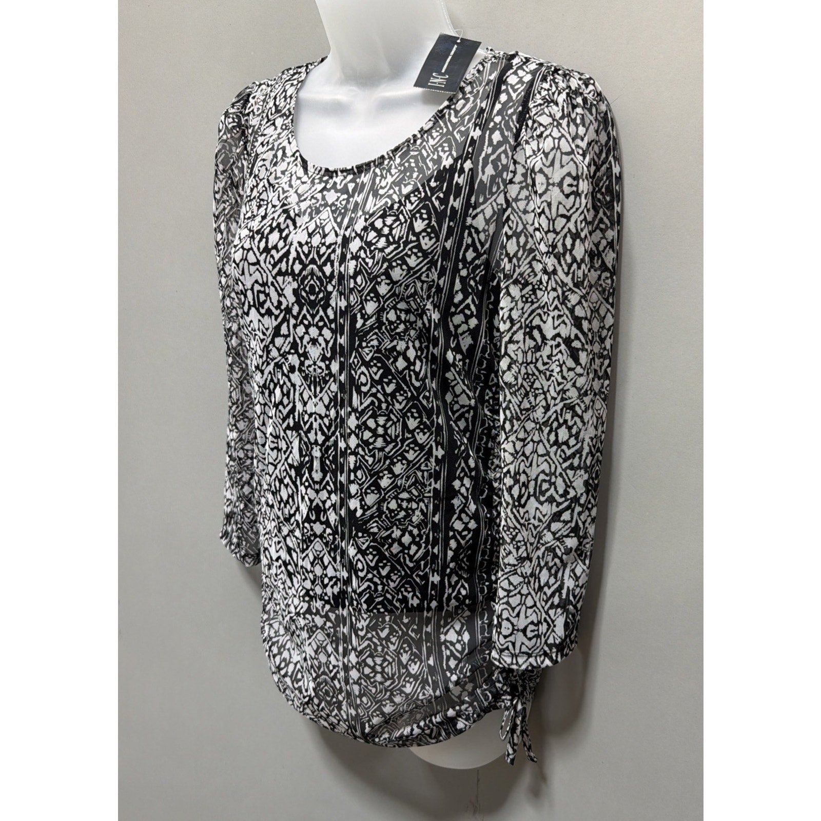 INC International Concepts 3/4 Sleeve Top Women’s S Blouse Ruched Built In Cami