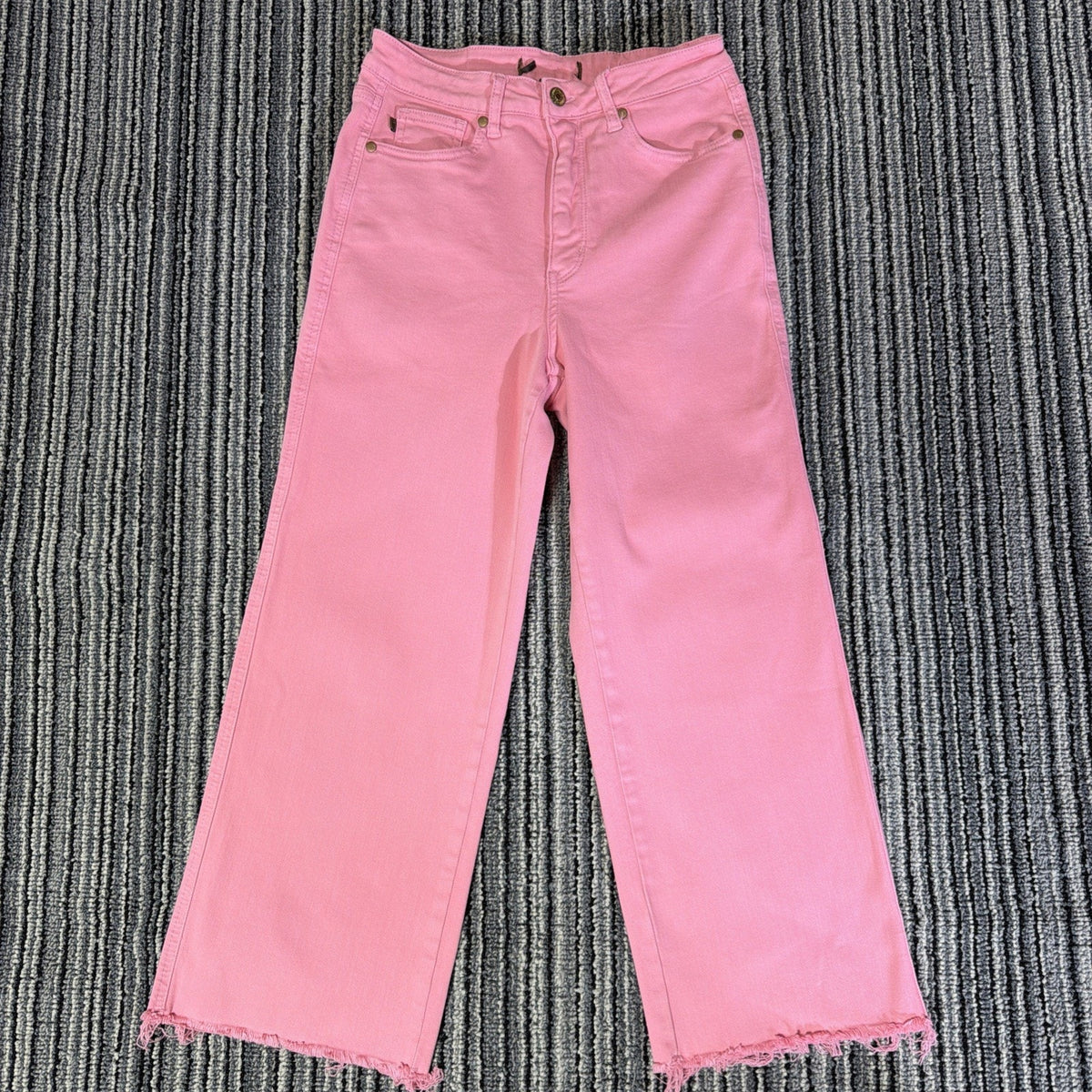 Judy Blue Jeans Women 7/28 Pink High Waist Garment Dyed Wide Leg Crop Pants