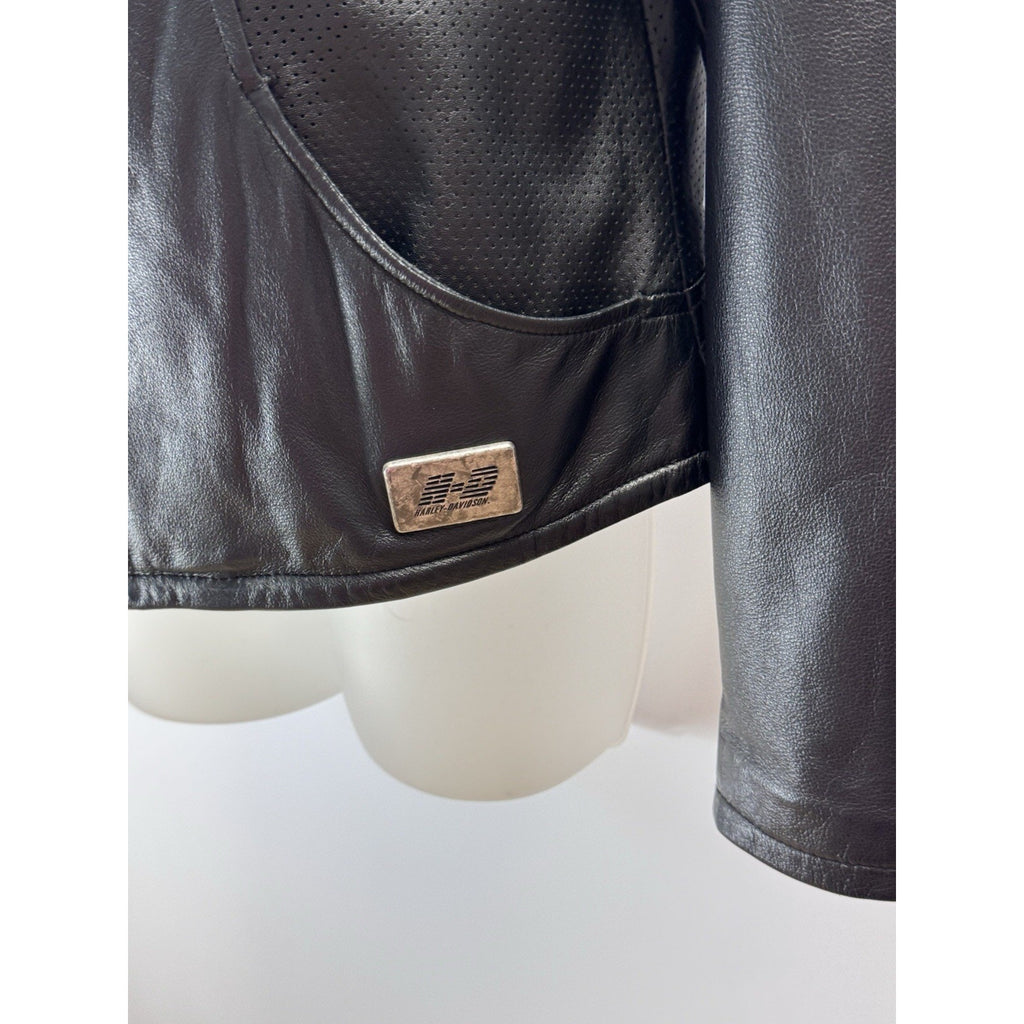 Harley Davidson Womens Leather Jacket Gold Liner Size Medium VGUC
