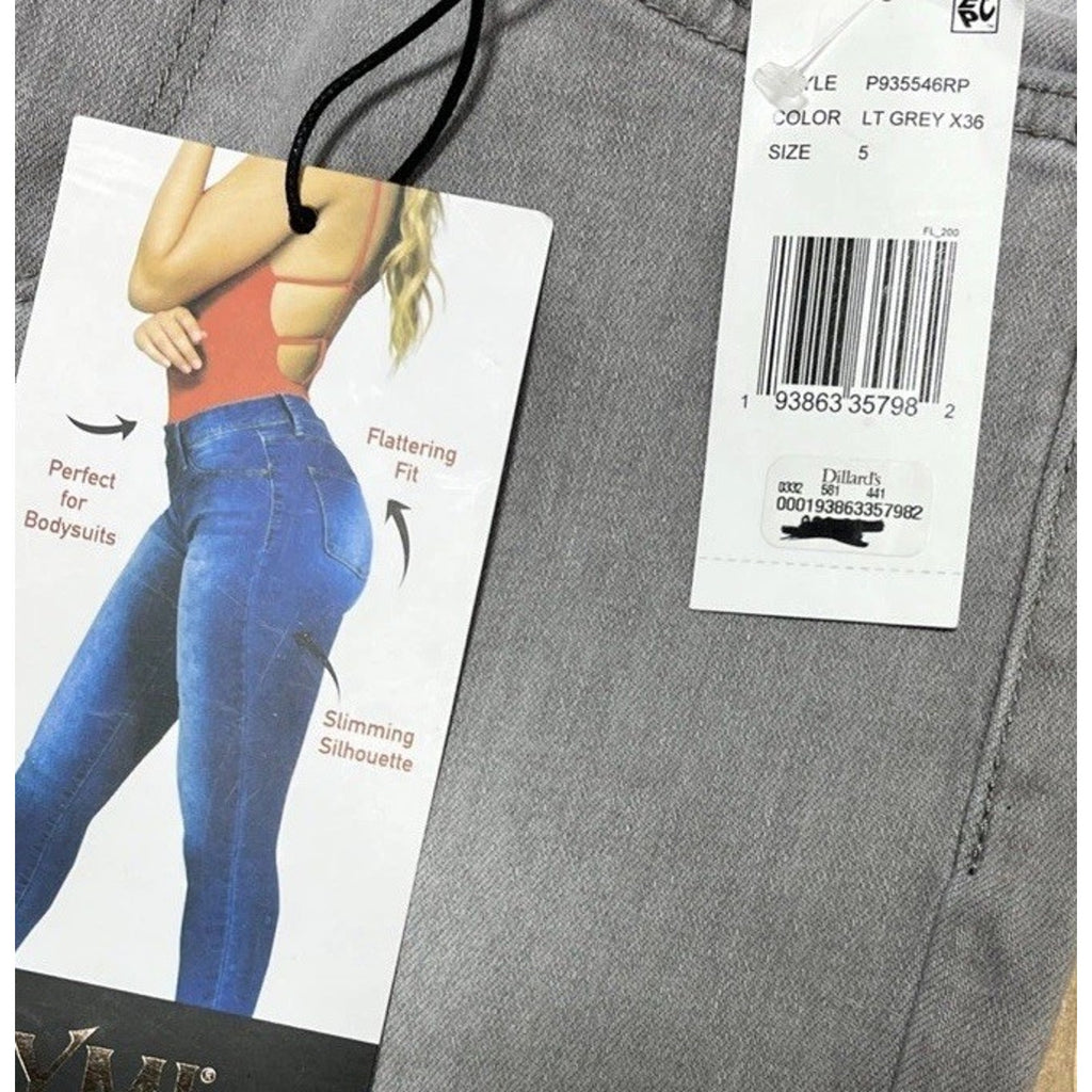 YMI Jeans Gray Light Wash Mid-Rise Skinny Stretch Denim Jeans Womens 5/27 NWT