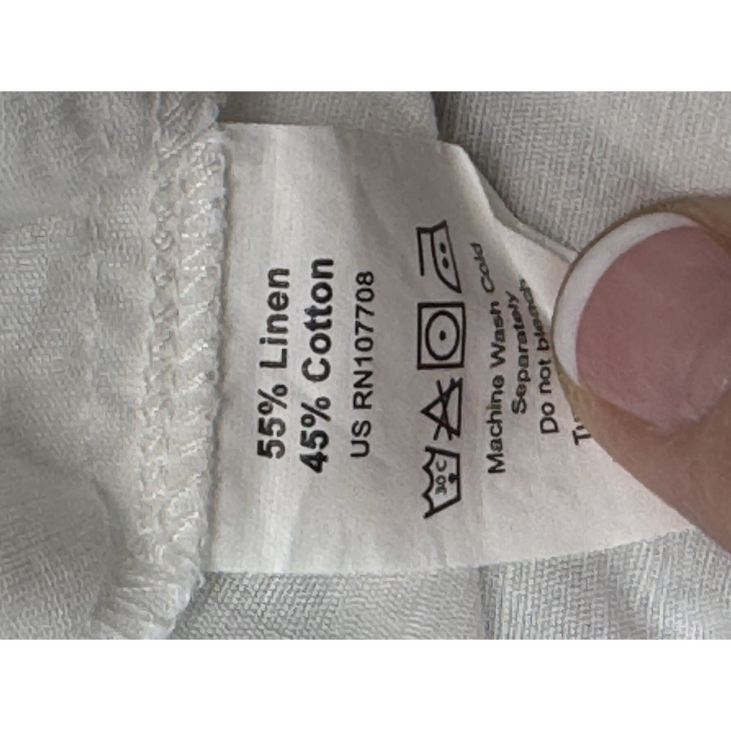 Tea White Gray Embroidered Linen Tunic Top Side Slits Women’s Size X-Large Boho