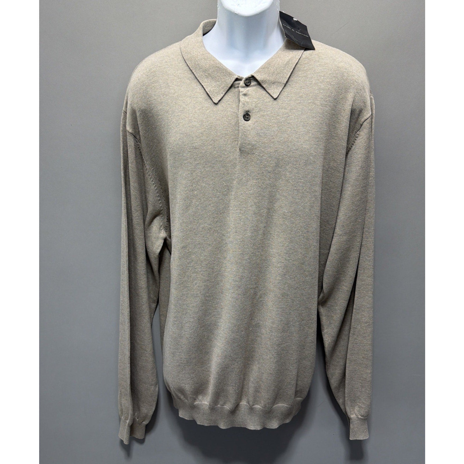 NWT Men's Croft & Barrow Heather Biege Signature Polo Sweater Size XL
