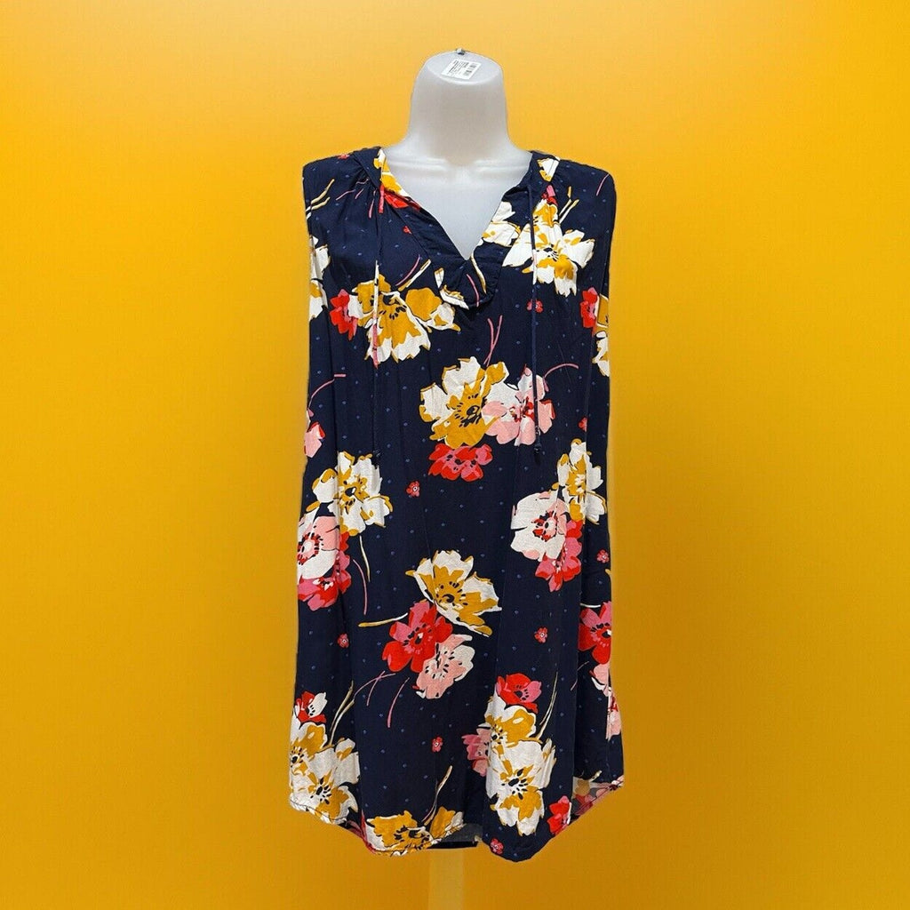 Old Navy Women's Dress Medium Blue Floral Sleeveless A-Line V-Neck Casual