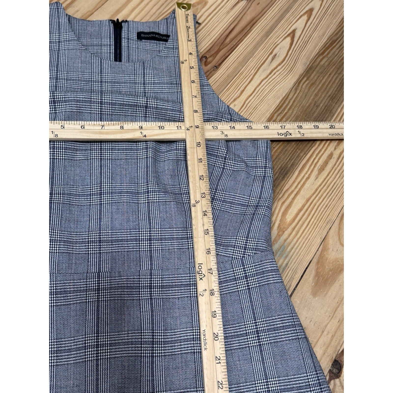 Banana Republic Dress Womens 8T Black White Houndstooth Plaid Sheath Midi Career