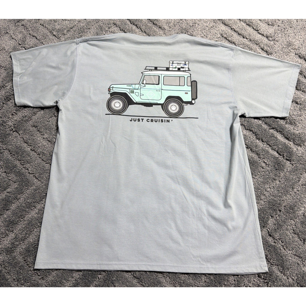 Properly Tied Mens Fj Cruiser T Shirt Blue 100% Pima Cotton Front Pocket XL