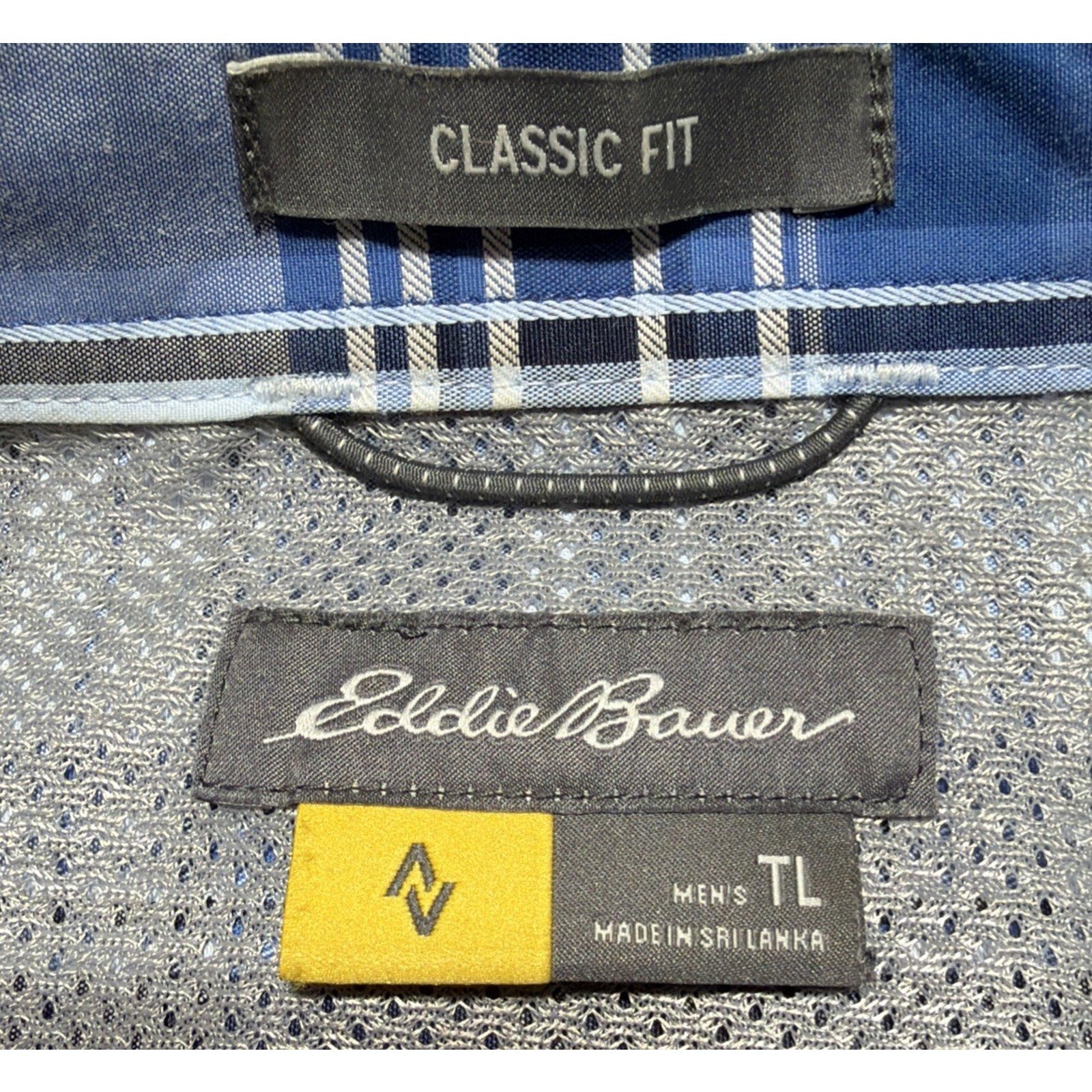 Eddie Bauer Travex Button Up Plaid Hiking Shirt Mens Large Tall Vented