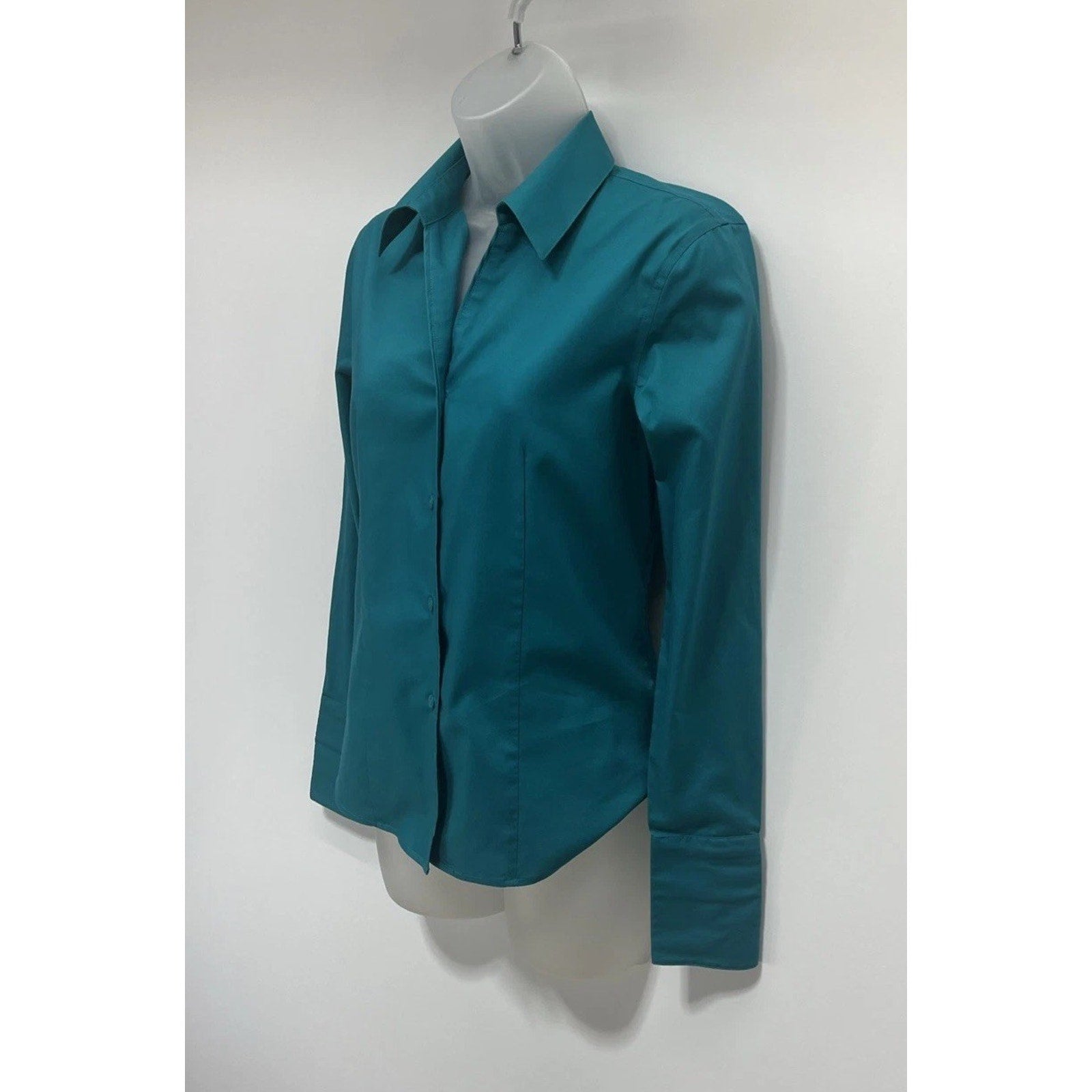 Calvin Klein Womens Non Iron Long Sleeves Green Button Up Shirt Size 2