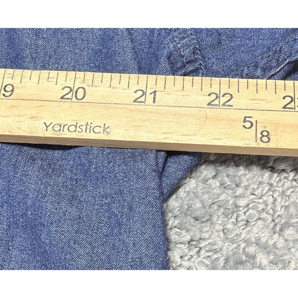 American Rag Men's Chambray Shirt XL Blue Denim Pockets Pearl Snaps Western