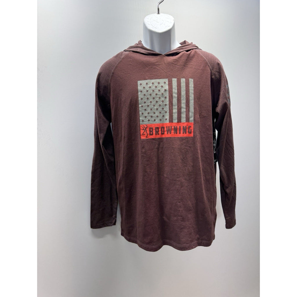 NWT Browning Lucas Hooded Crew Medium Cedar w/ Browning Flag Logo