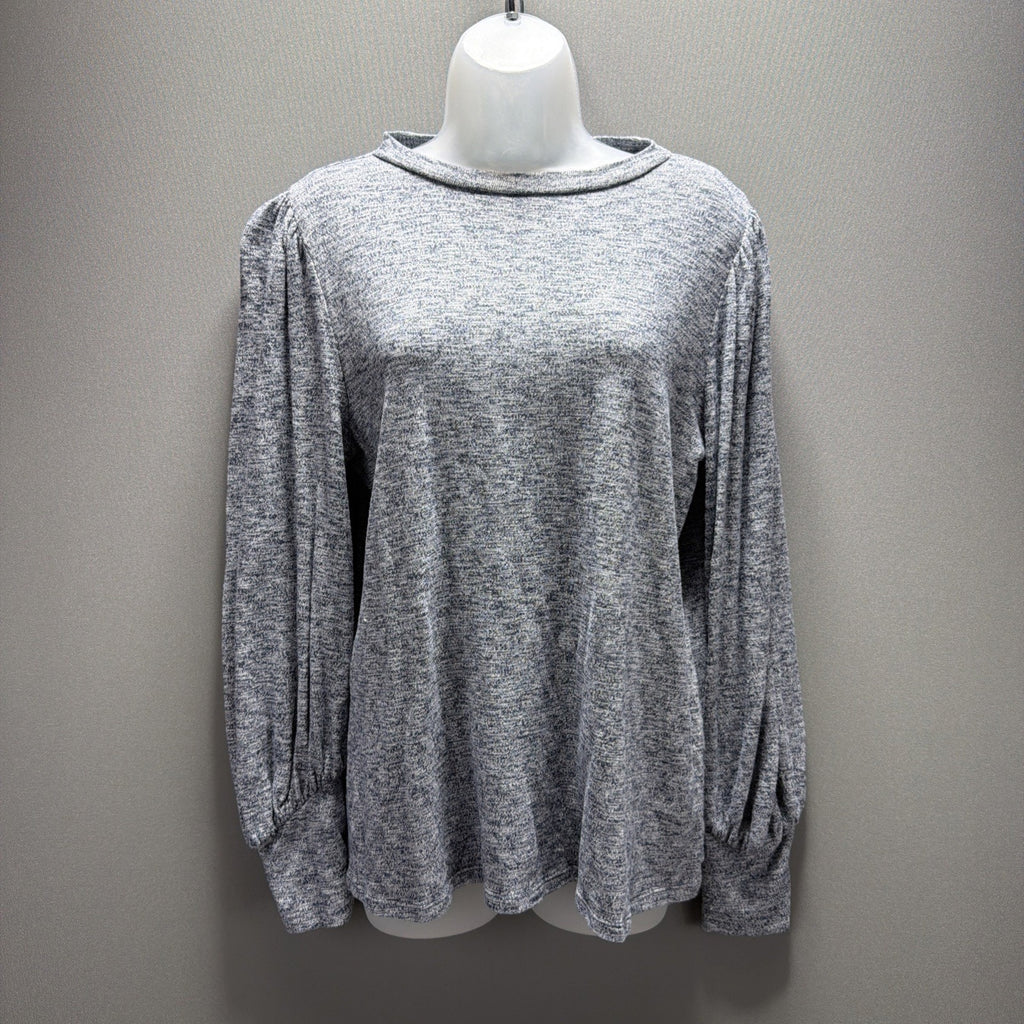 ANN TAYLOR LOFT Medium Long Puffy Sleeve Shirt Navy Heather