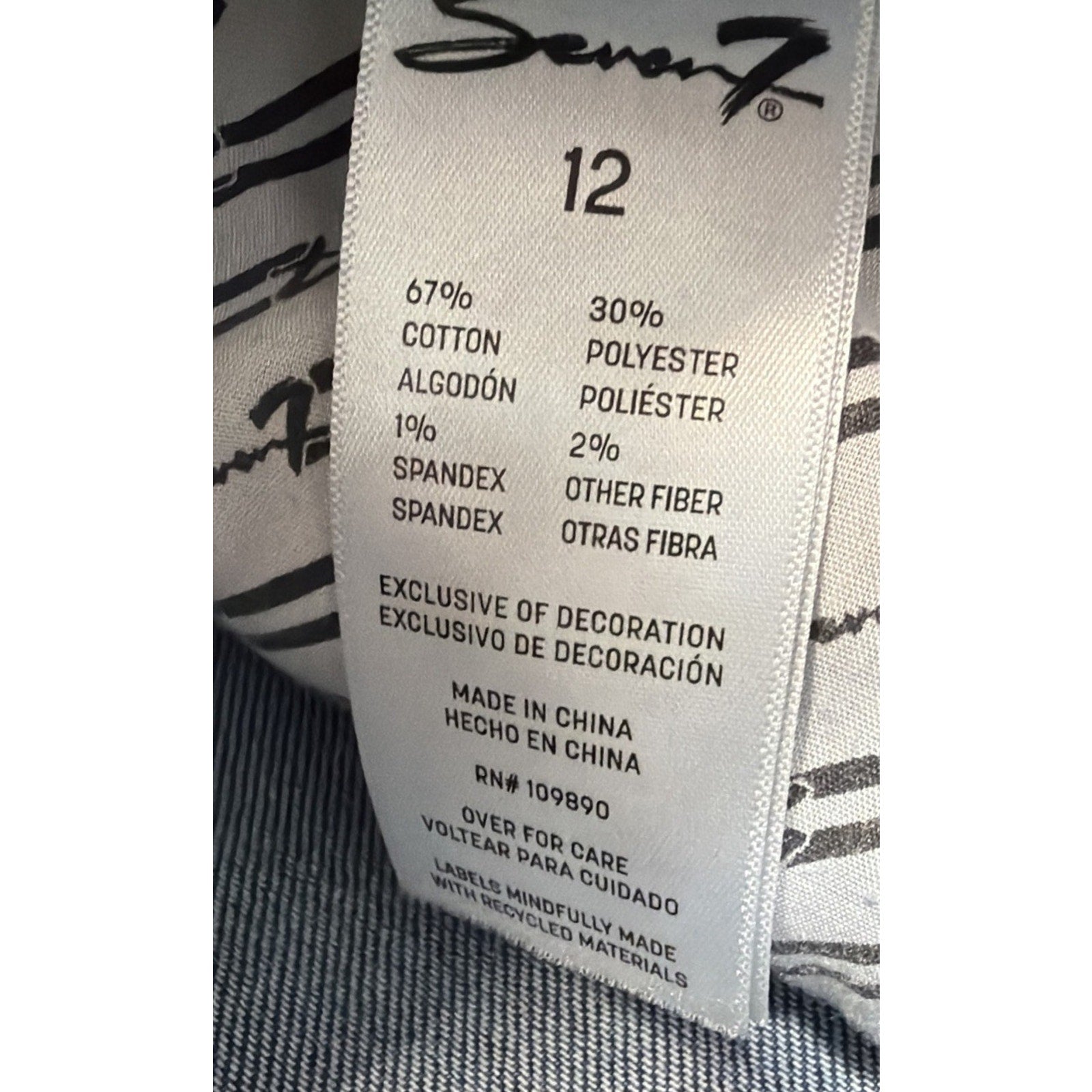 Denim Jeans Seven7 Vintage straight High Rise Blue Women’s size 12
