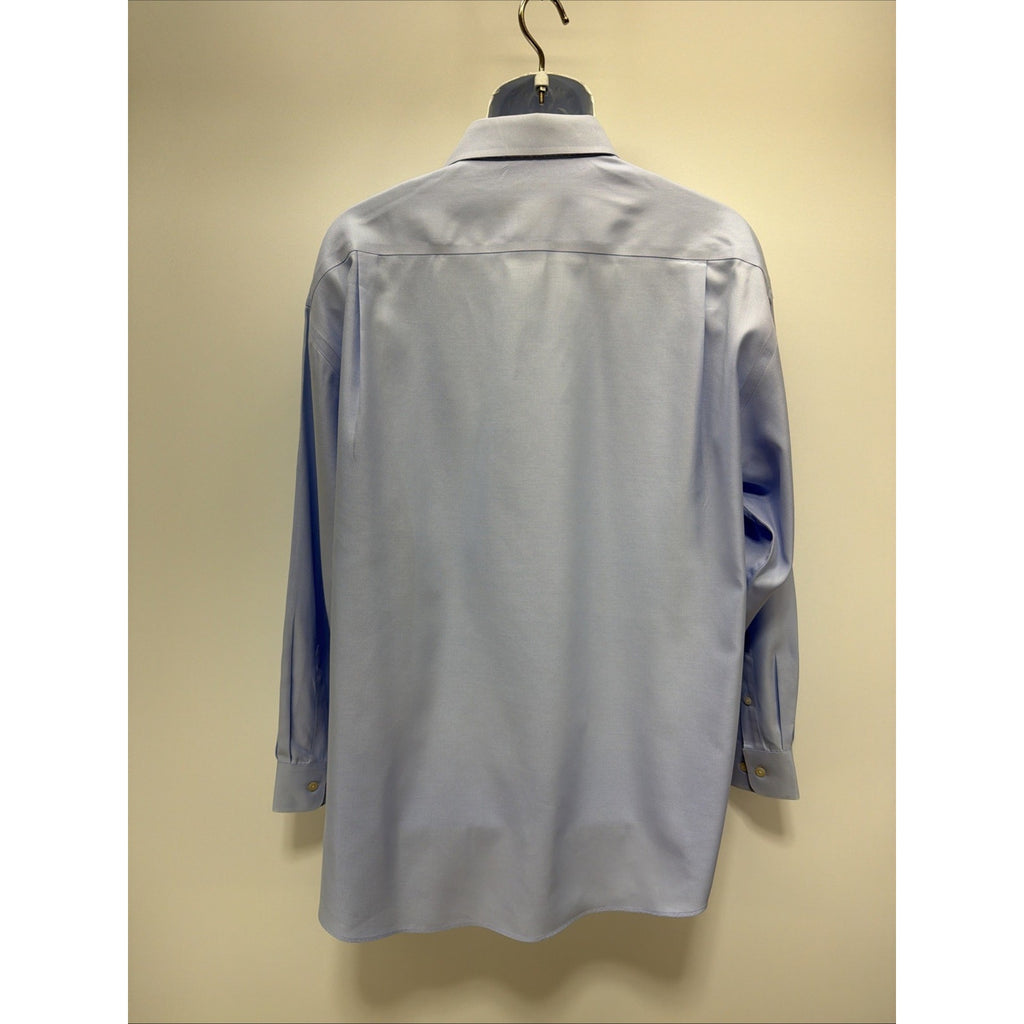 PRONTO UOMO Mens Button Up Non Iron Classic Fit Blue Dress Shirt Size 18.5 34/35