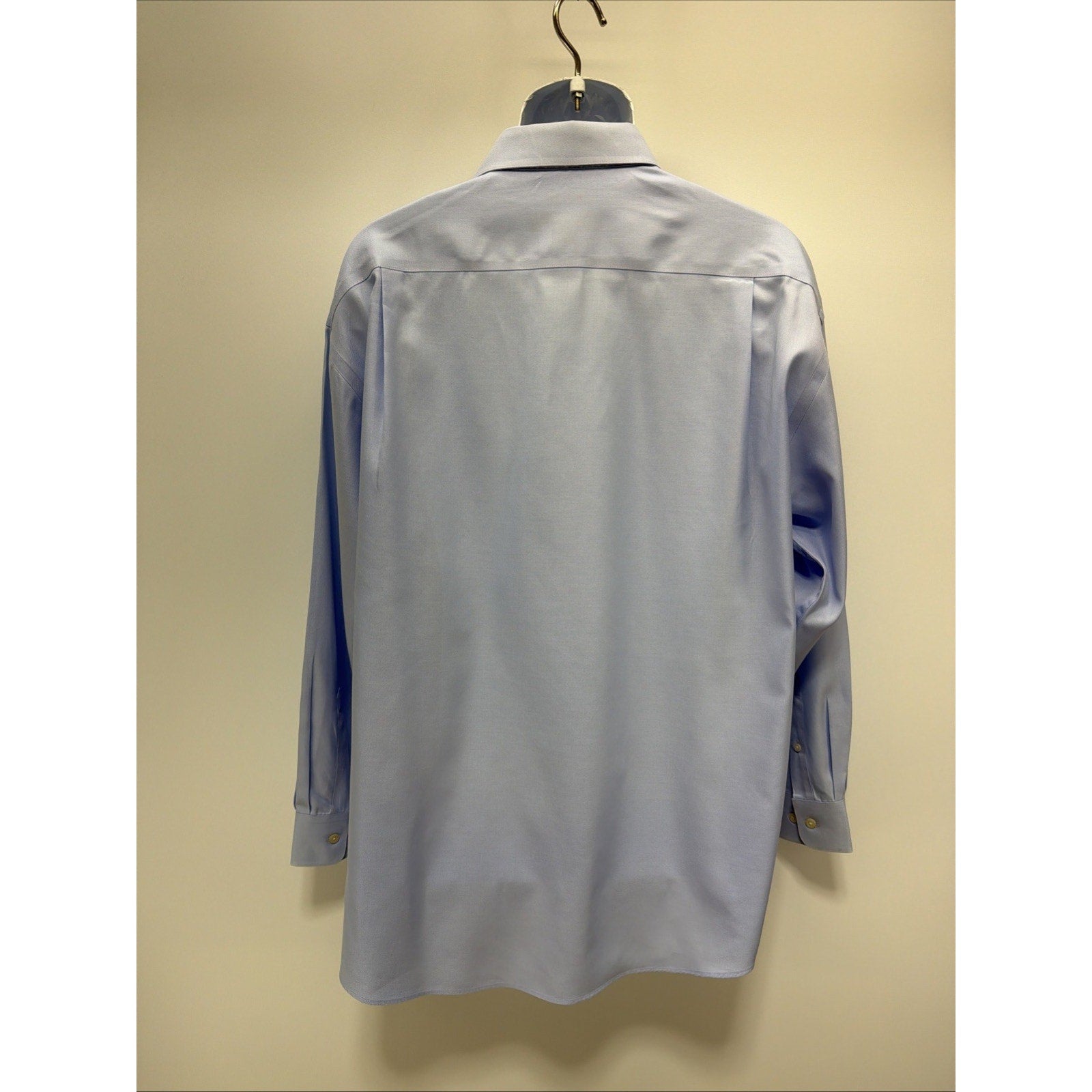 PRONTO UOMO Mens Button Up Non Iron Classic Fit Blue Dress Shirt Size 18.5 34/35