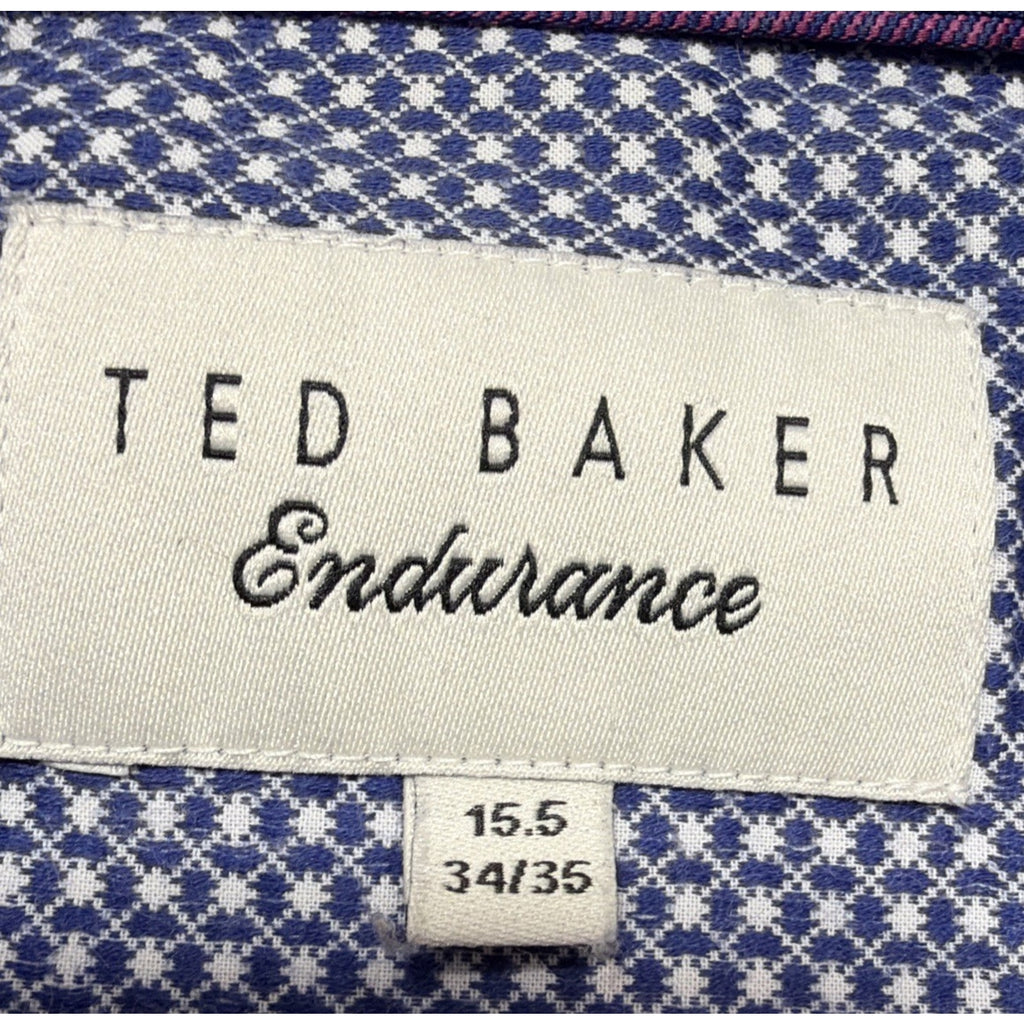 Ted Baker Endurance Shirt Mens 15 32/33 Button Down Long Sleeve Blue Plaid