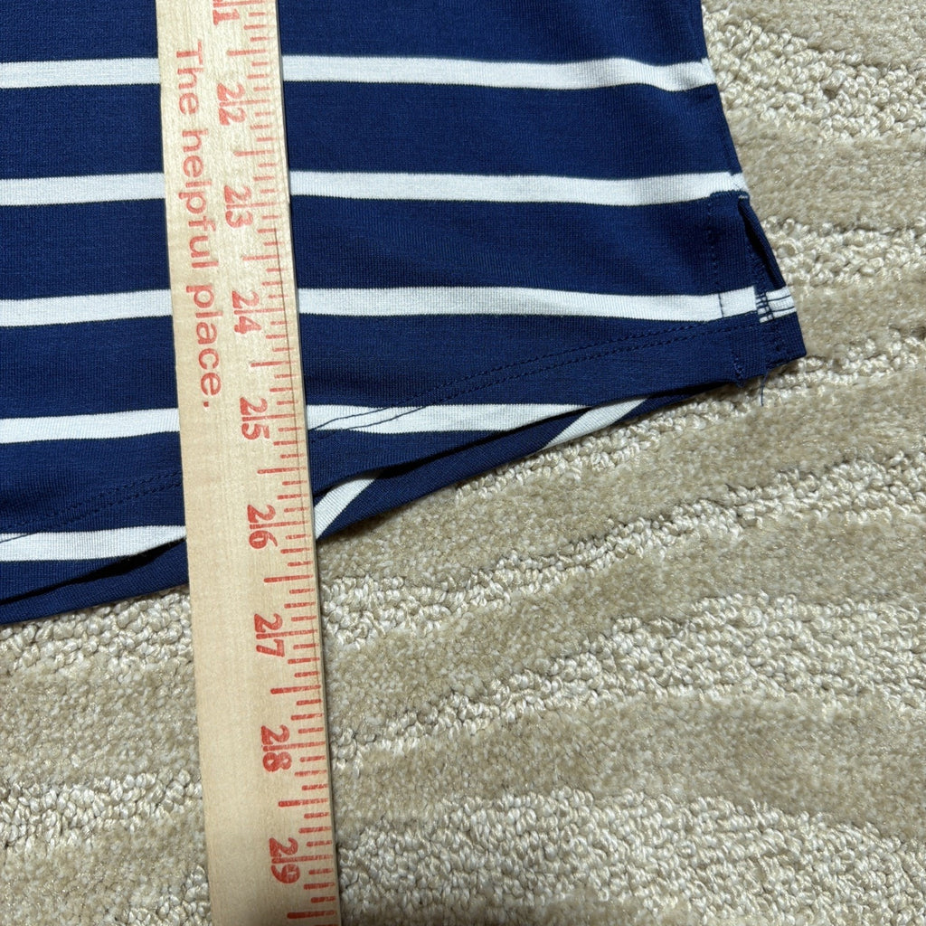 Women's M GAP Blue & White Striped V-Neck Short Sleeve Tee Minimalist NWT