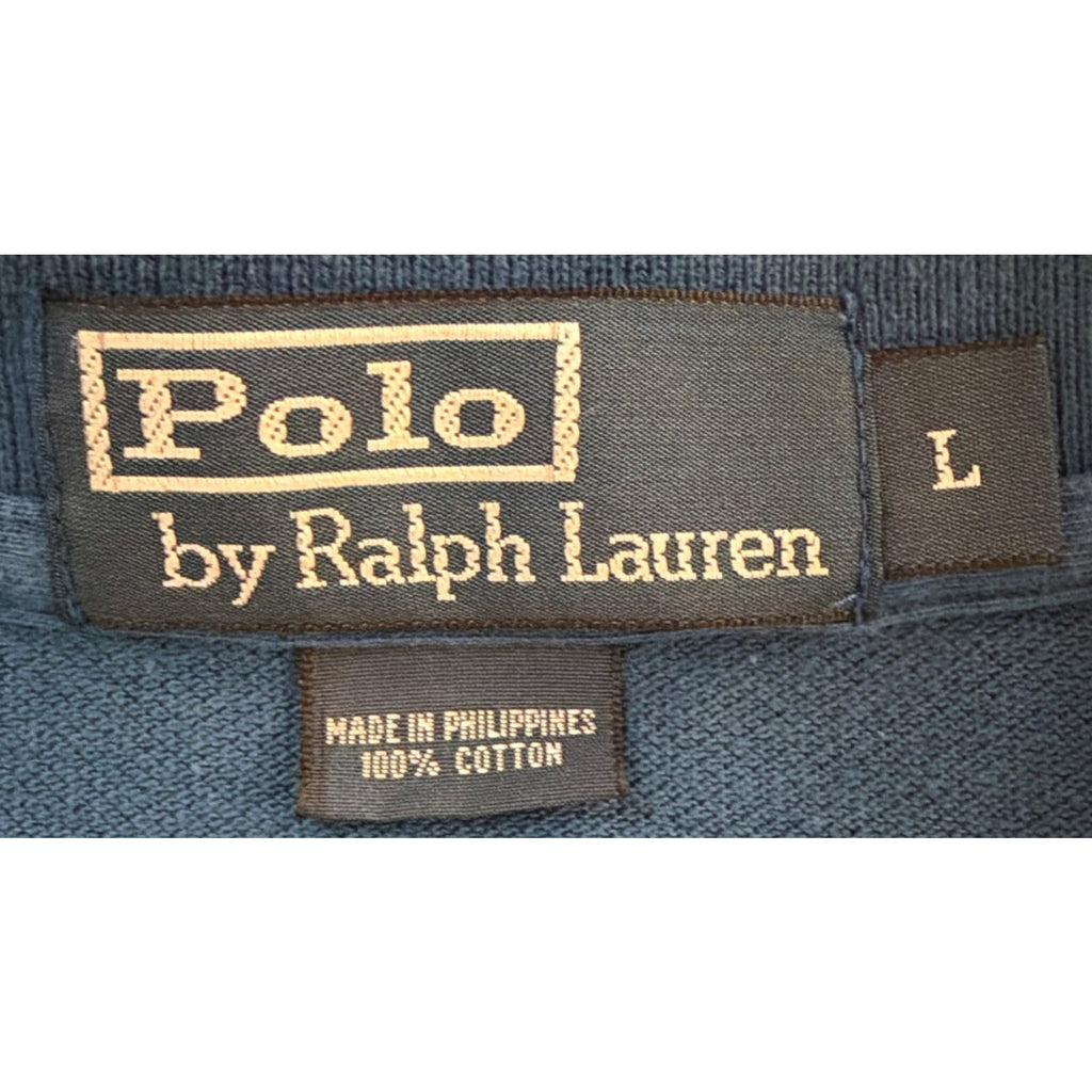 Vtg Polo Ralph Lauren Rugby Polo Shirt Mens Blue Jersey Knit Long Sleeve Large