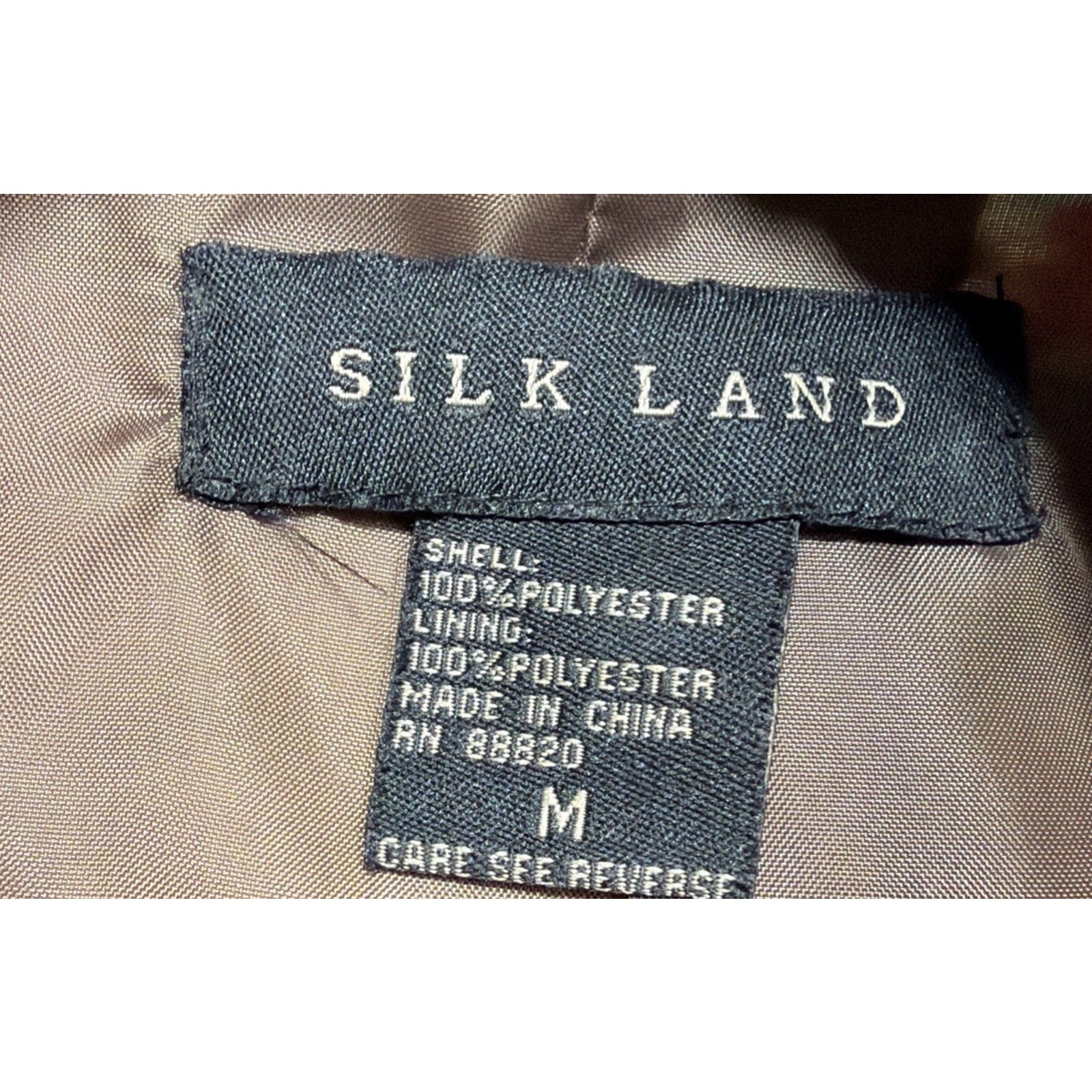 Silkland Silk Land Size M Zip Front Lined Long Sleeve Poly Textured Jacket