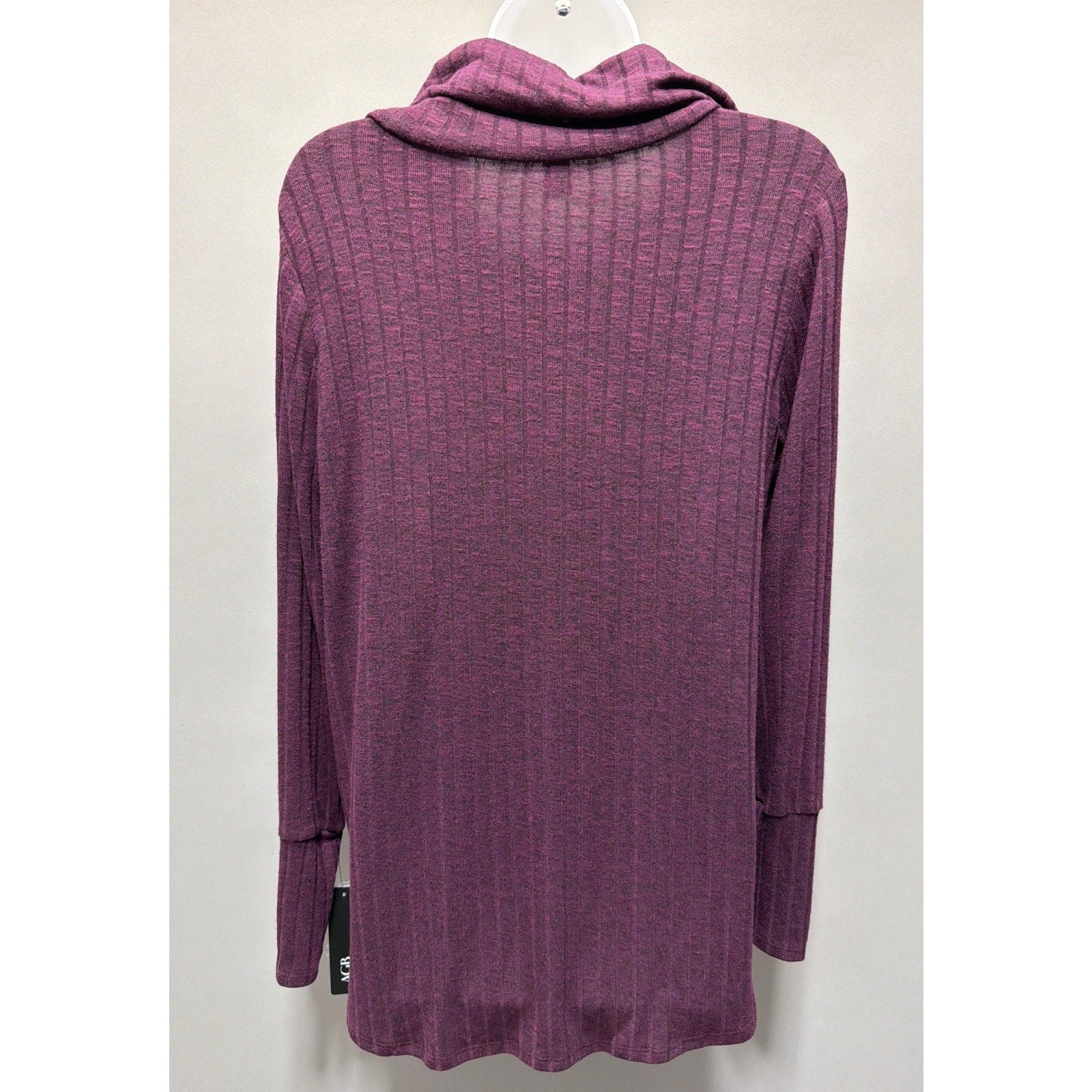 AGB Women’s L Dark Raisin Cowl Neck Ribbed Knit Sweater Lightweight Brand New