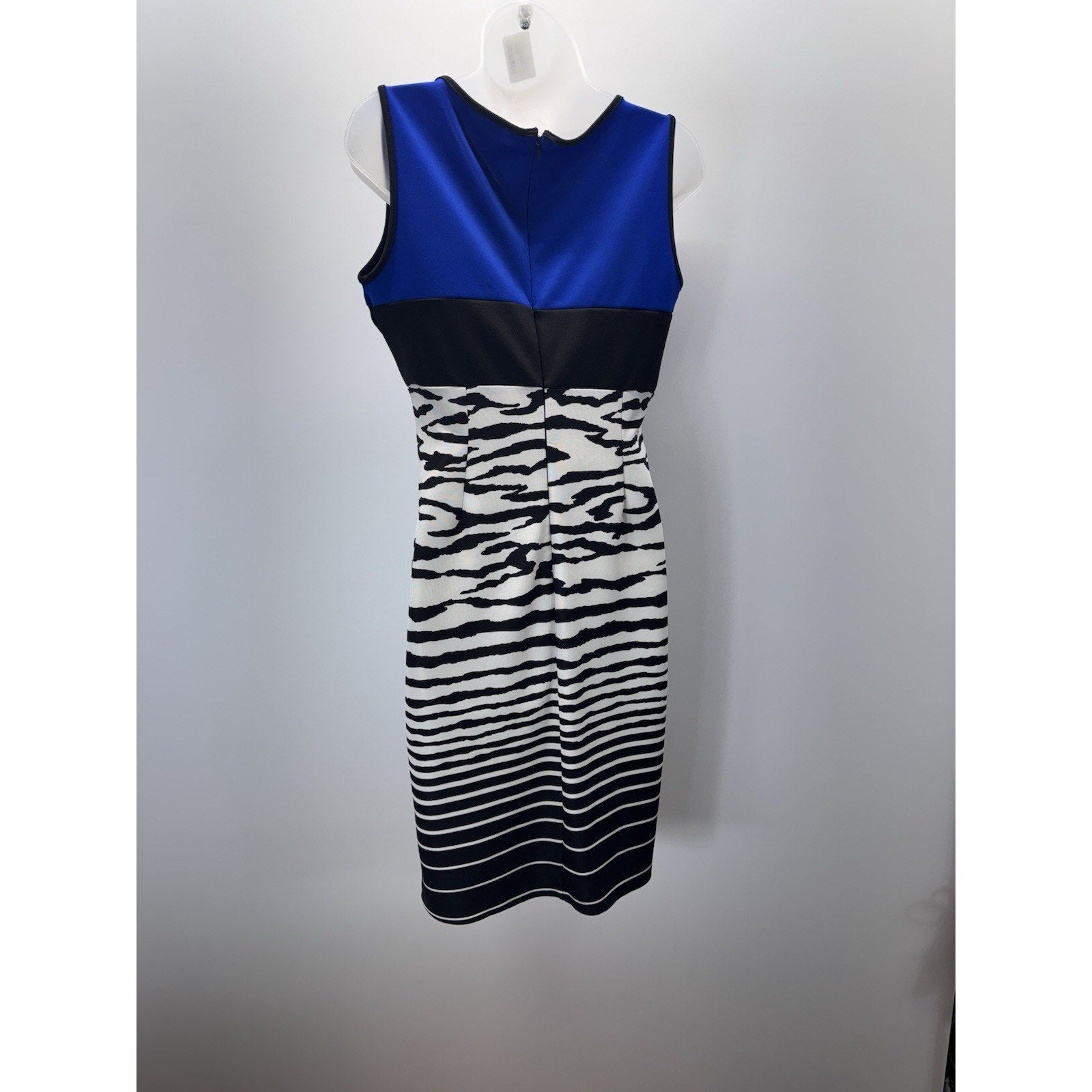 Tahari 18 Royal Blue Animal print Shift dress Sleeveless Career Cocktali EUC