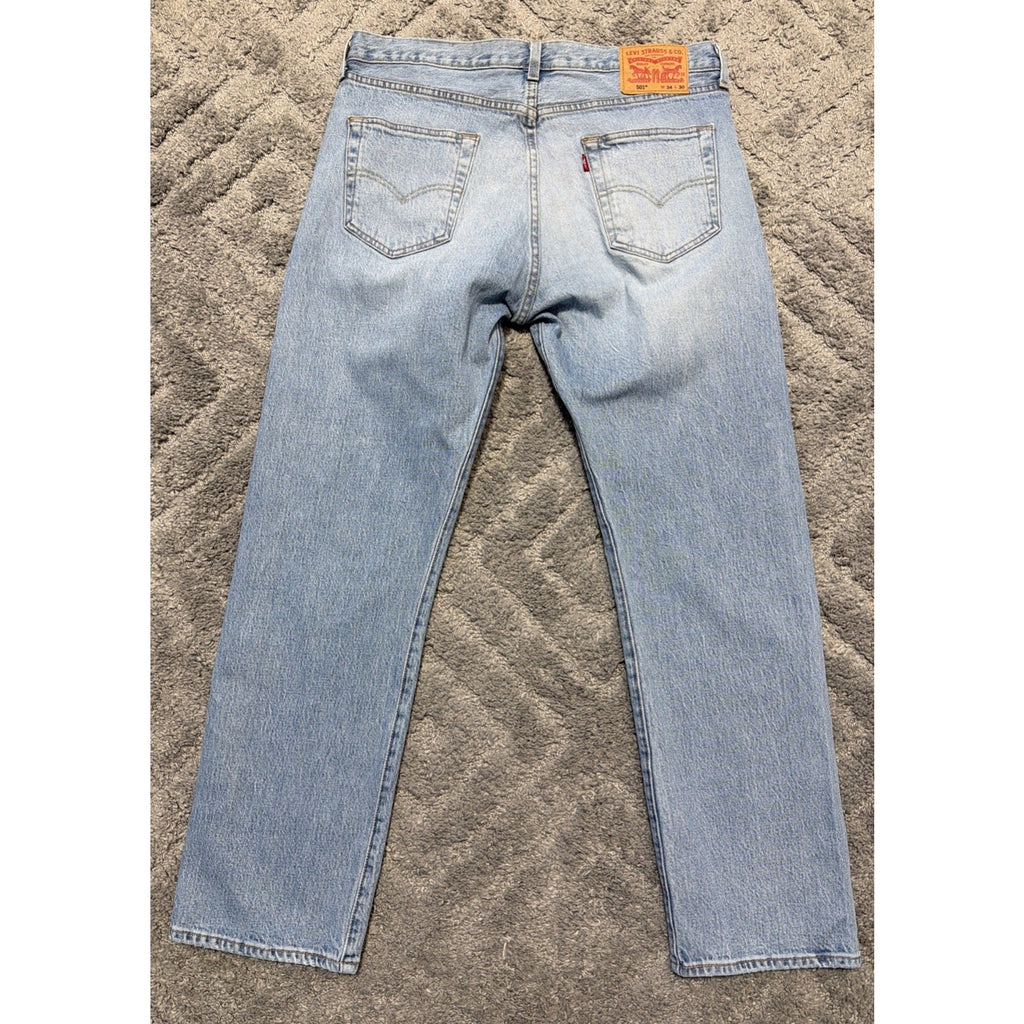 Levis 501 Original Fit Mens Light Wash Blue Straight Leg Button Fly Jeans 34x30