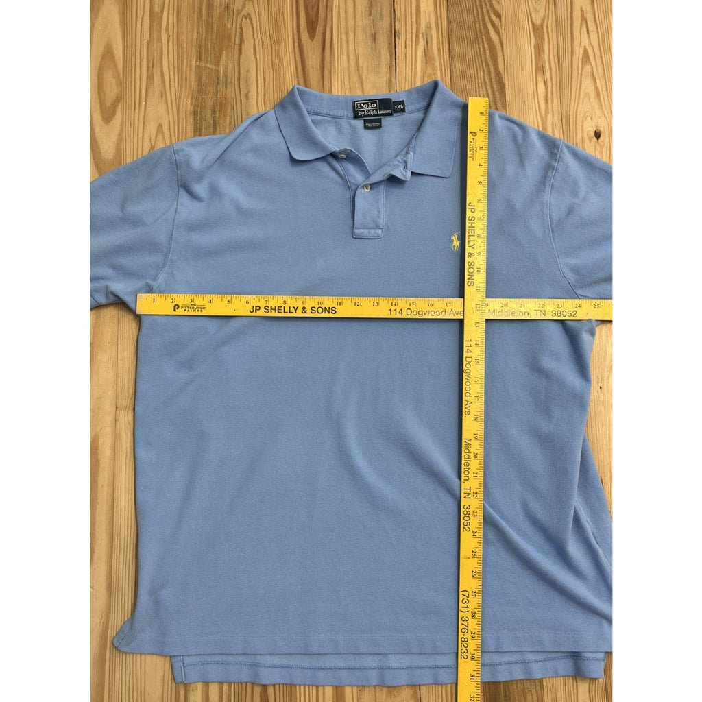 Polo Ralph Lauren Shirt Men's XXL Light Blue Yellow Pony Short Sleeve