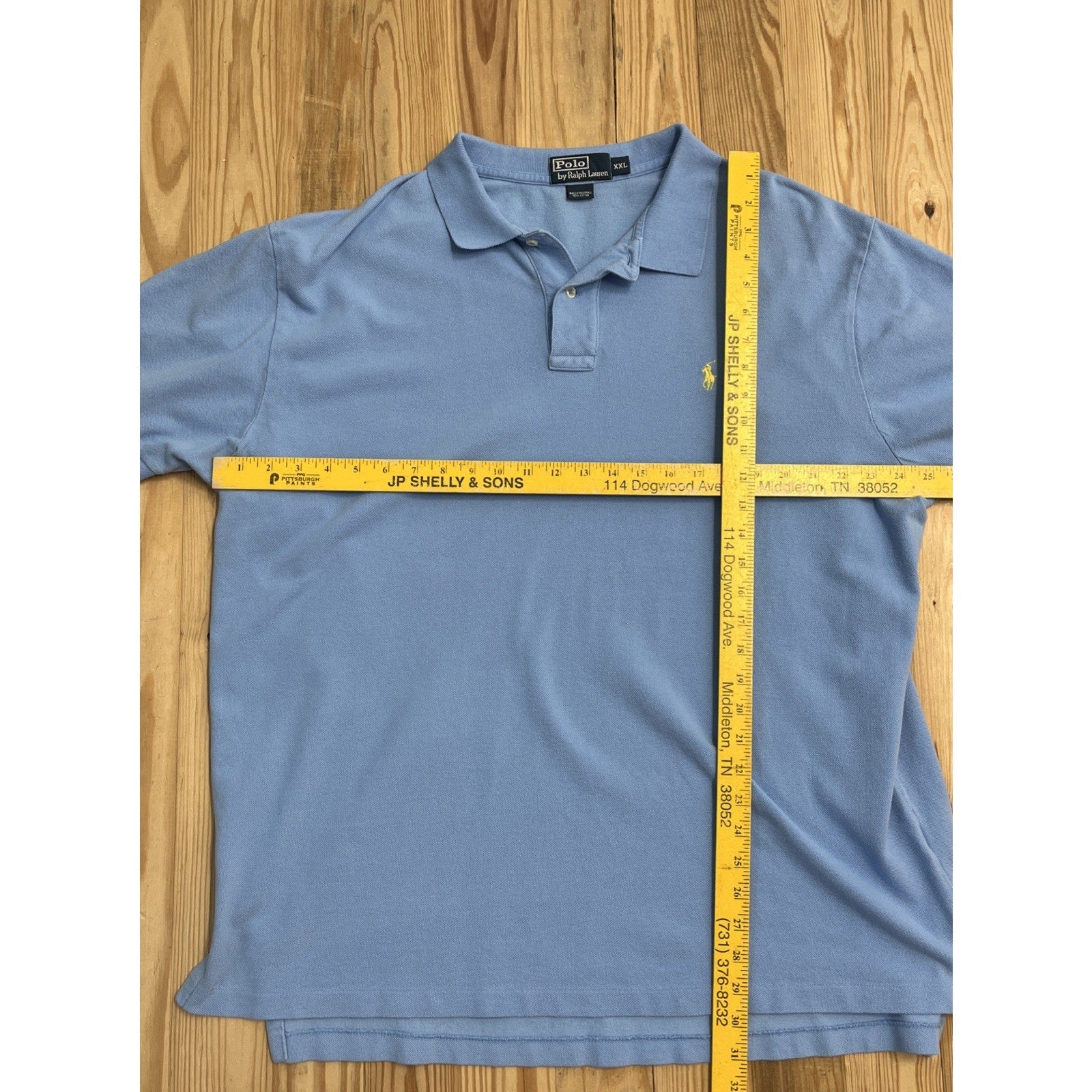 Polo Ralph Lauren Shirt Men's XXL Light Blue Yellow Pony Short Sleeve