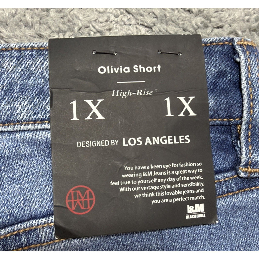 NWT I&M Black Label Denim Jean Distressed Shorts Olivia Womens Plus Size 1X