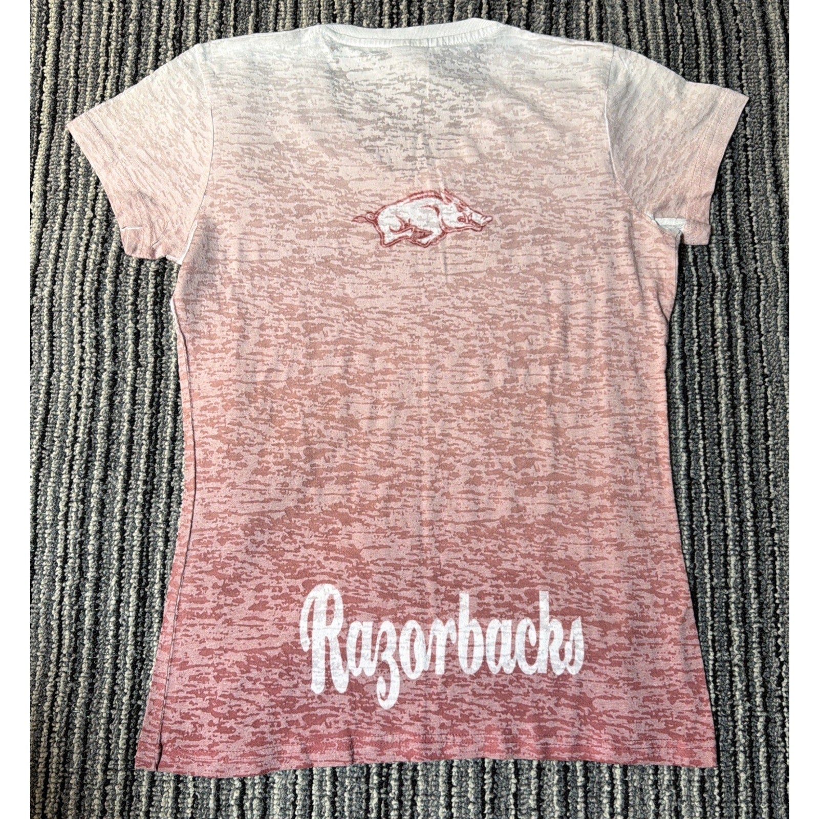 Arkansas Razorback Vtg Russell Women Short Sleeve Fitted T Shirt Size M
