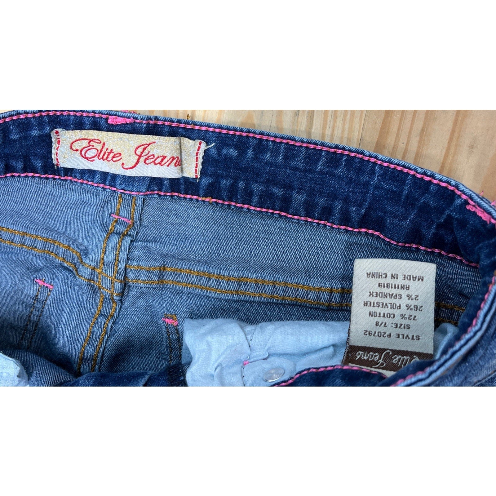 Elite Jeans Womens Size 7/8 Blue Denim Mid Rise Boot Cut Flare