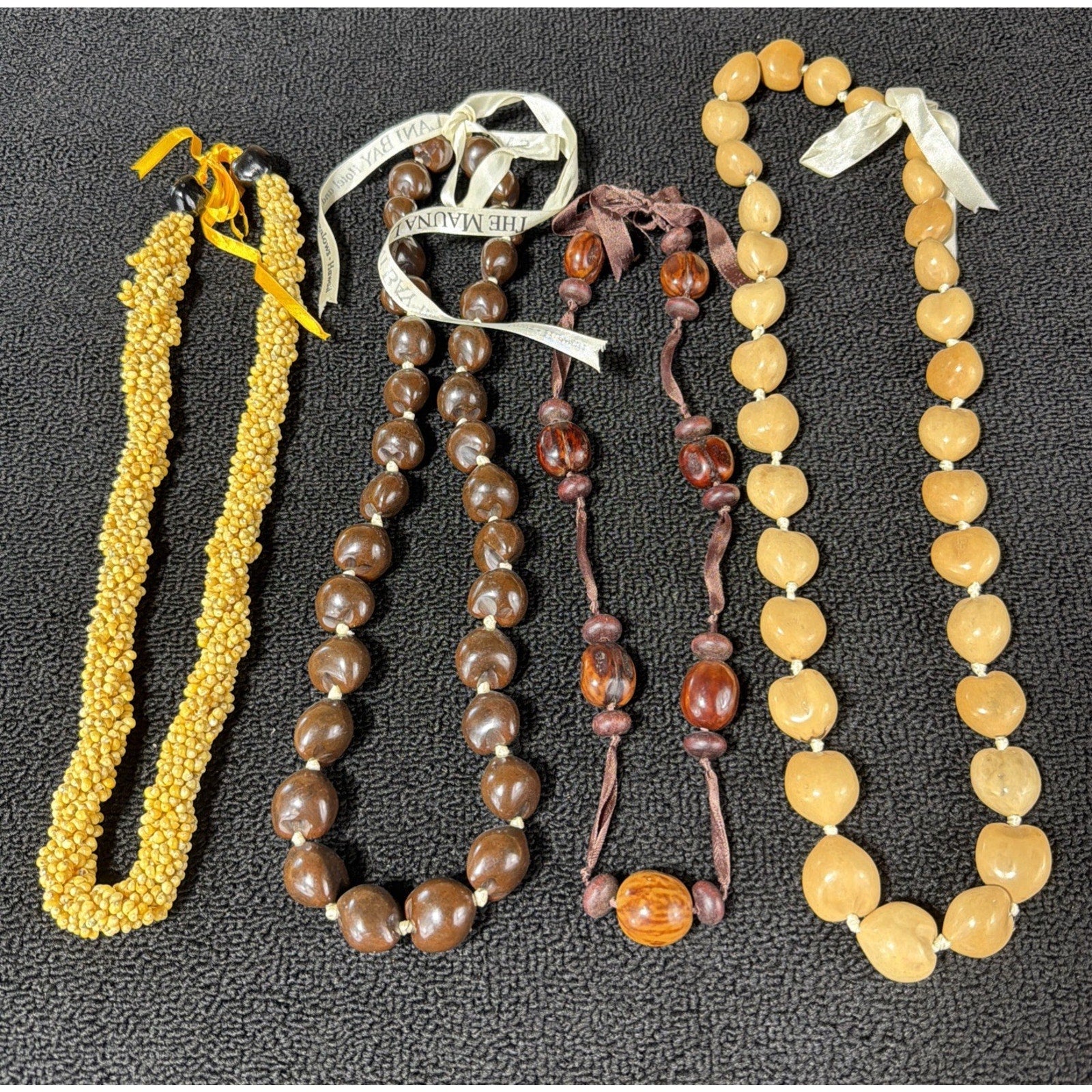 4 Mongo Shell Hawaiian Lei Necklace Accented w/ Kukui Nuts Luau