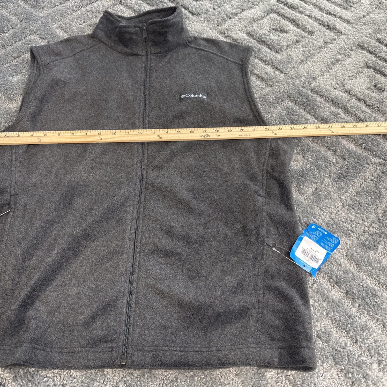 Columbia Vest Jacket Dark Gray Fleece Outdoors Hiking Lightweight Men’s L NEW