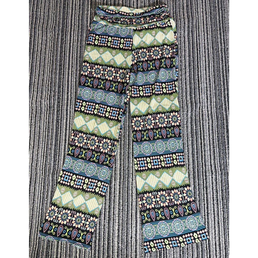Win Win Women's Multicolor Stretch Pull On Comfort Waist Palazzo Pant Size M