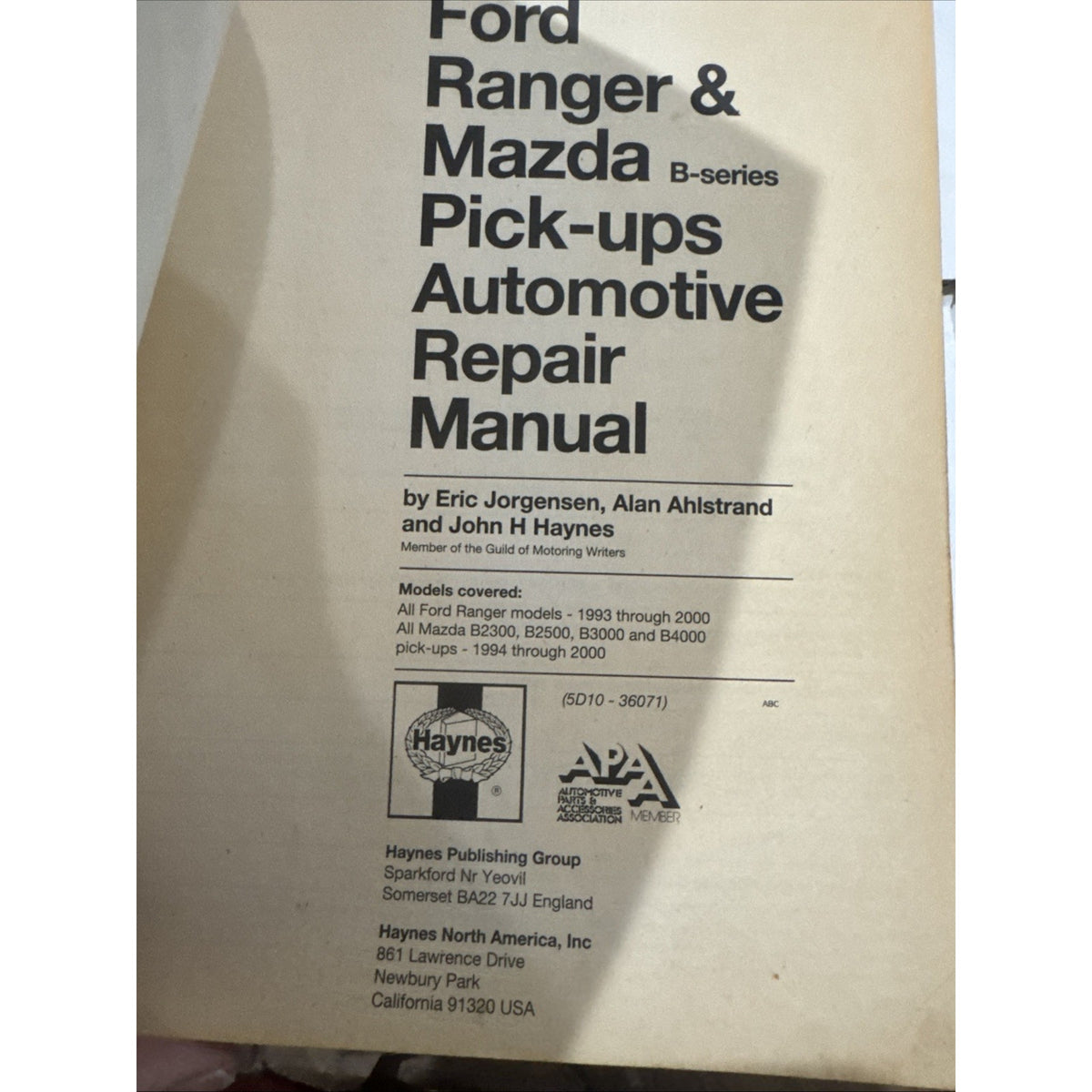 Ford Ranger Pick-Ups 1993 thru 2000 Haynes Repair Manual 36071