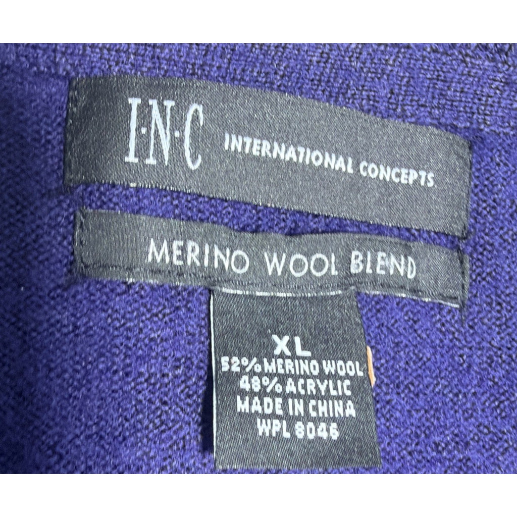 INC INTERNATIONAL CONCEPTS ARGYLE V-NECK MERINO WOOL SWEATER - MENS XL Preppy