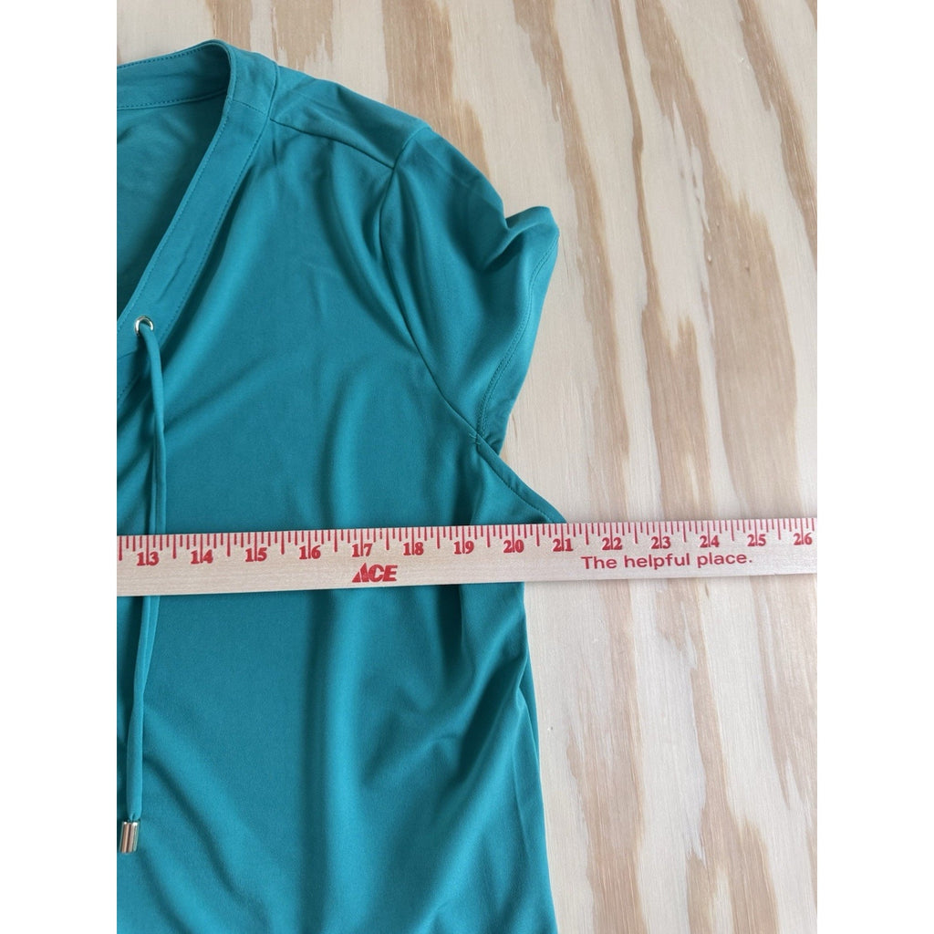 INC International Concepts 1X Plus Teal Lace Up V Neck Knit Top NWT $54.50