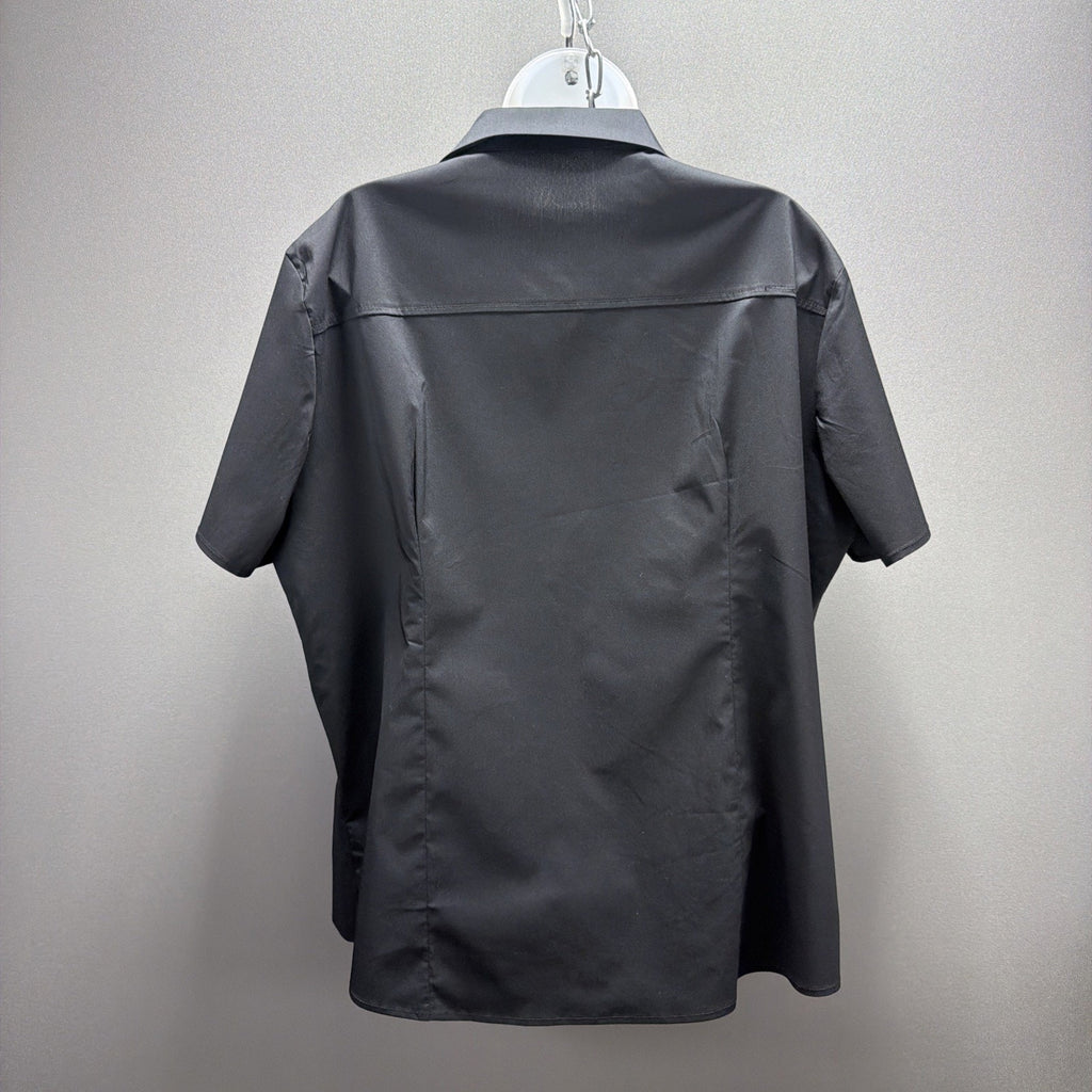 Hot Touch Womens Short Sleeve Button Up Shirt Size XXL Black Soft NWT