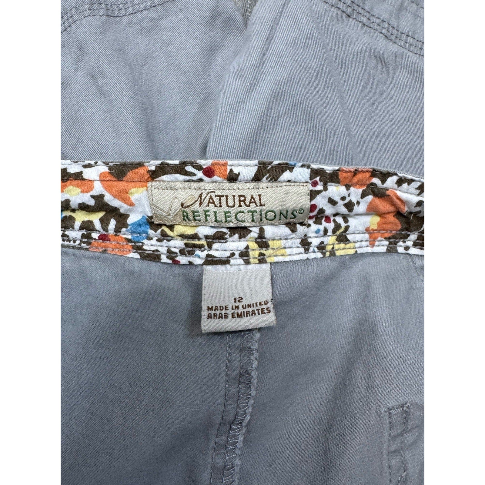 Natural Reflections Shorts Womens size 12 Gray Chino with Drawstring