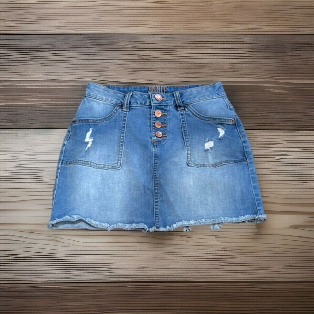 Justice - Denim Skort - Size 12- With Pockets - NWOT Button Front