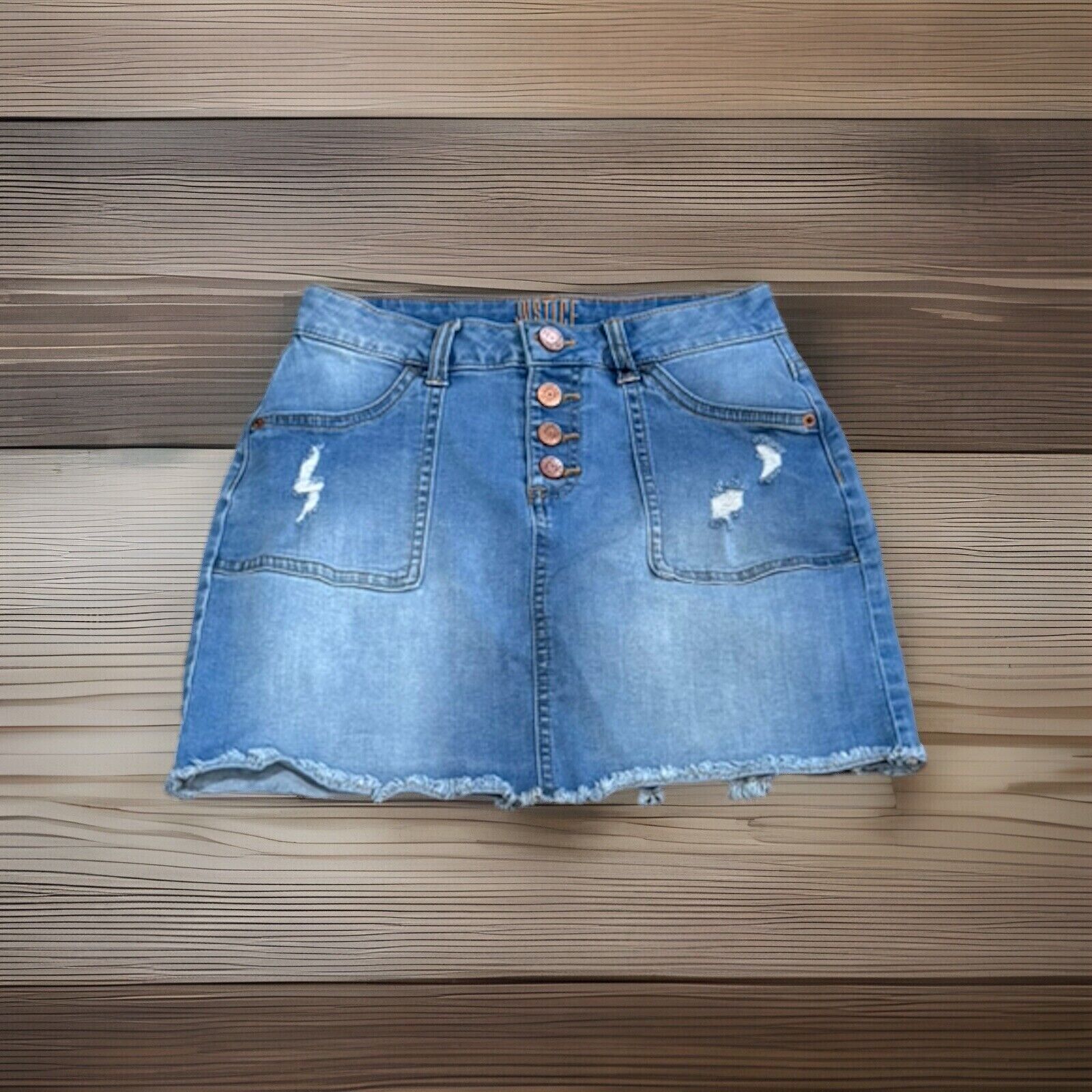 Justice - Denim Skort - Size 12- With Pockets - NWOT Button Front