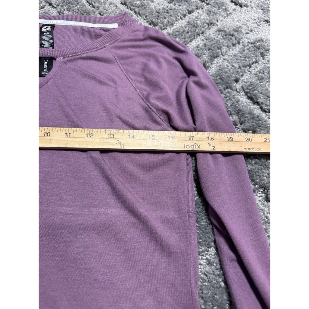 RBX Active Purple Raglan Sleeve Pullover Peek Crew Neck Size M Athleisure
