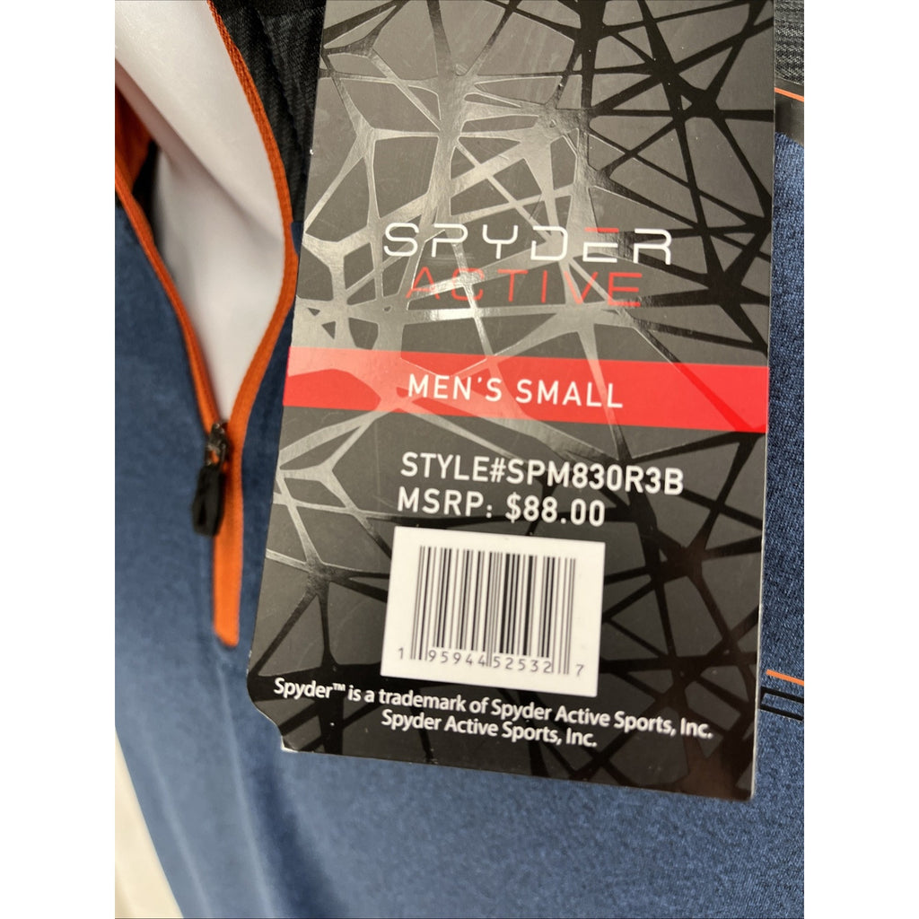 Spyder Active ProWeb Compression 1/4 Zip Pullover Shirt Men's S Blue Black NEW