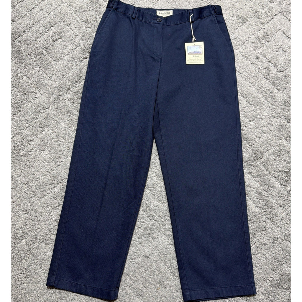 LL BEAN Women 10 Pet Blue Indigo Favorite Fit Chino Pants Wrinkle Resistant NWT