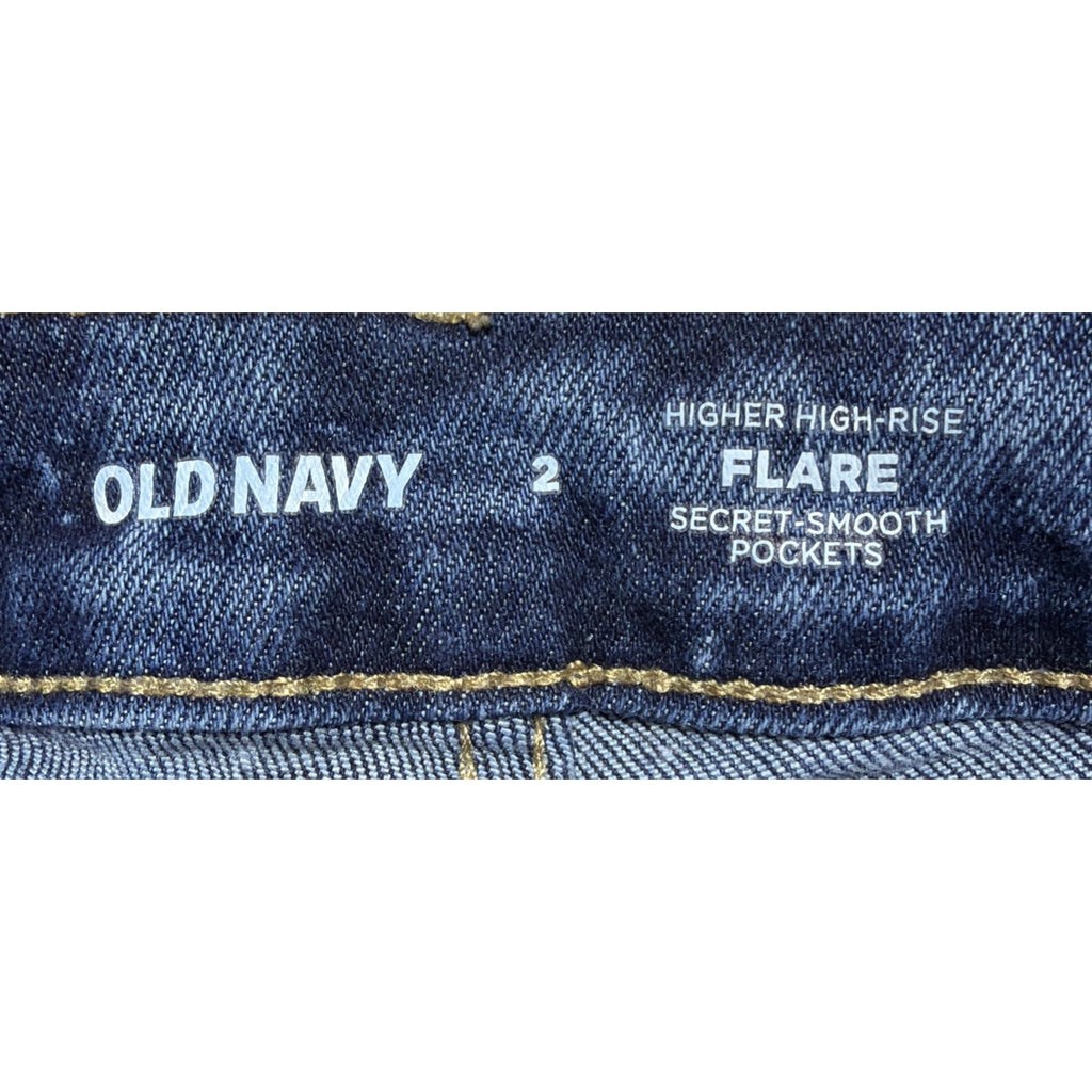 Old Navy Jeans Womens 2 Blue Denim Higher High Rise Flare Medium Wash Stretch