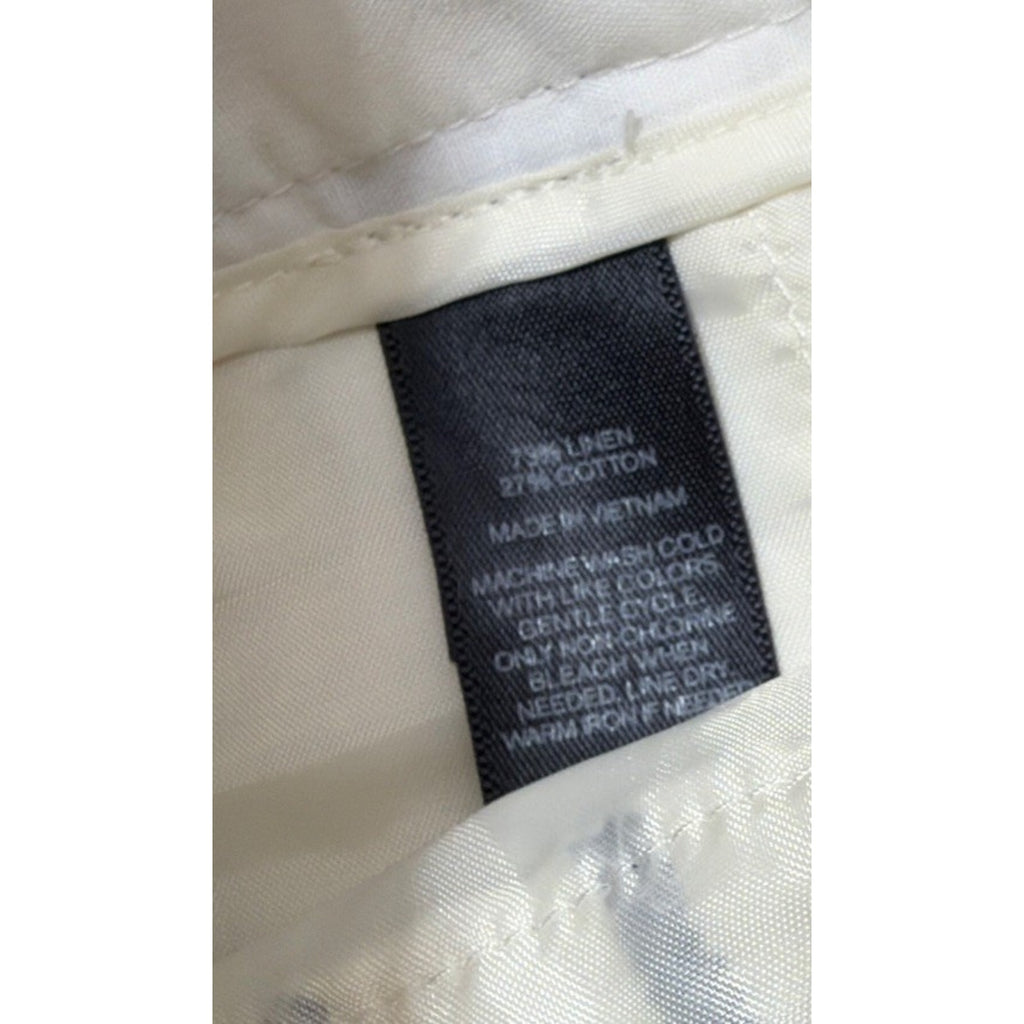 EXPRESS Shorts Ivory Stripe Linen Blend MIDI Mid Rise 28”