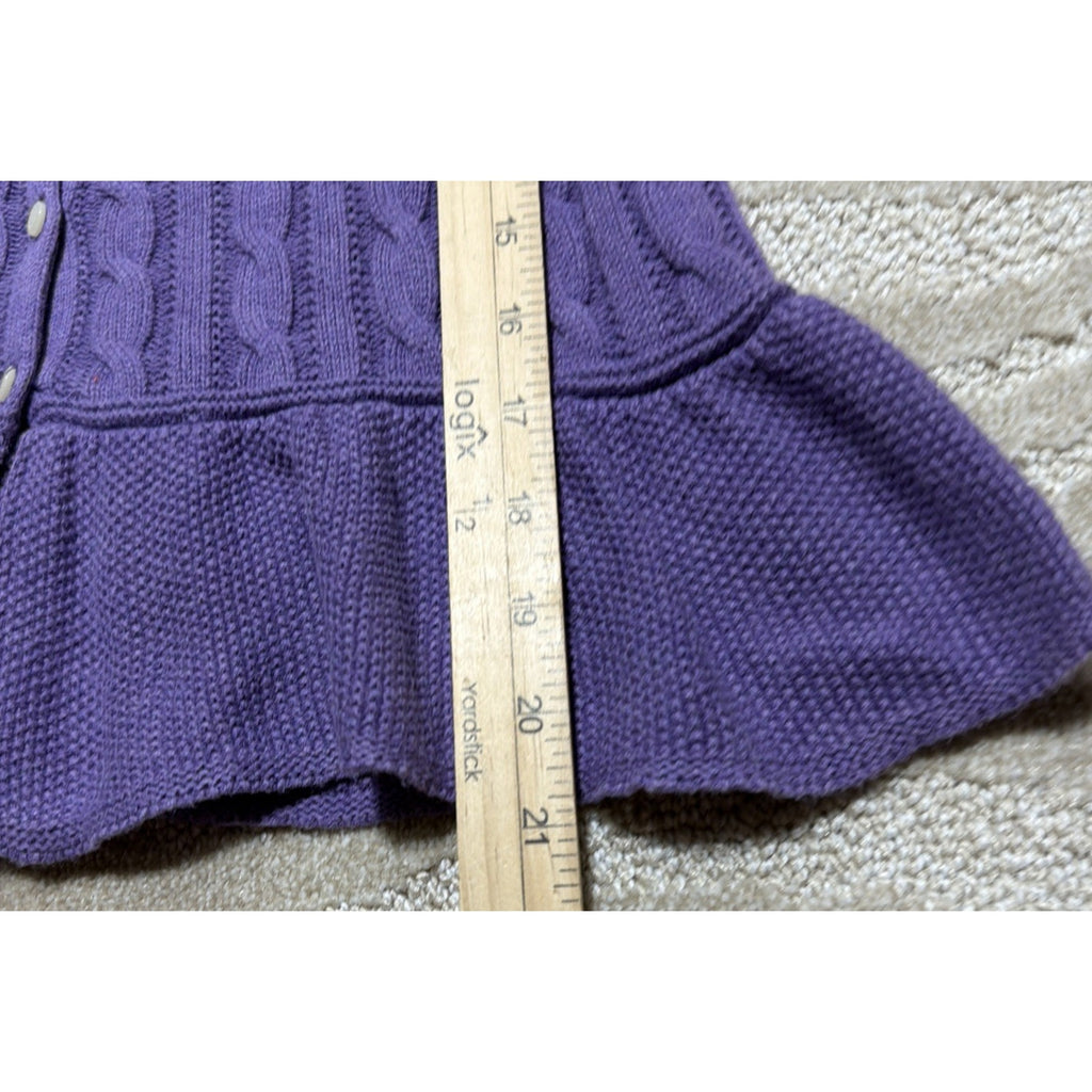 Vtg Polo Ralph Lauren Girls Cable-Knit Long Sleeve Cotton Cardigan Sweater L