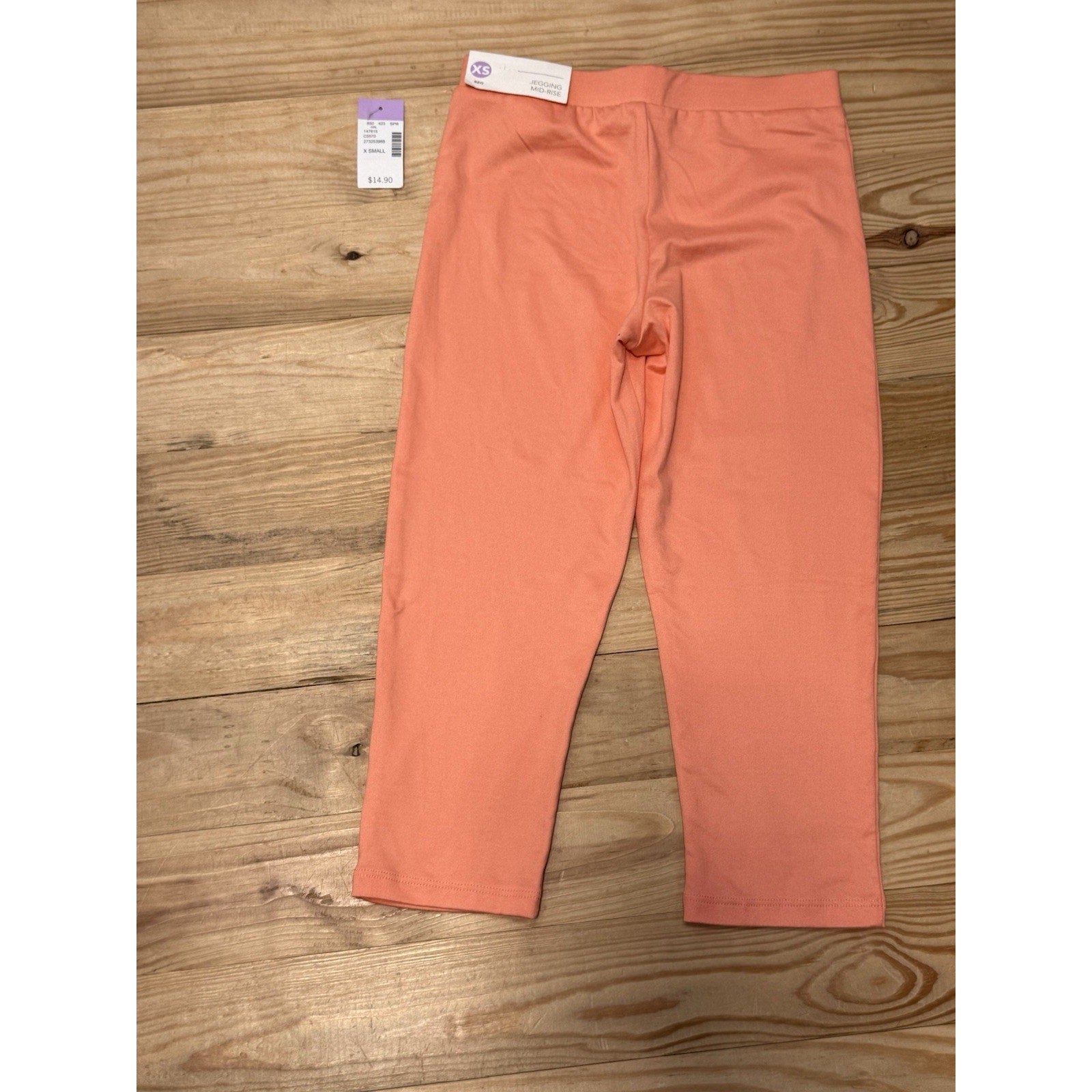 TEA COLLECTION CROPPED LEGGINGS PEACH STRETCH WAIST Girls XS