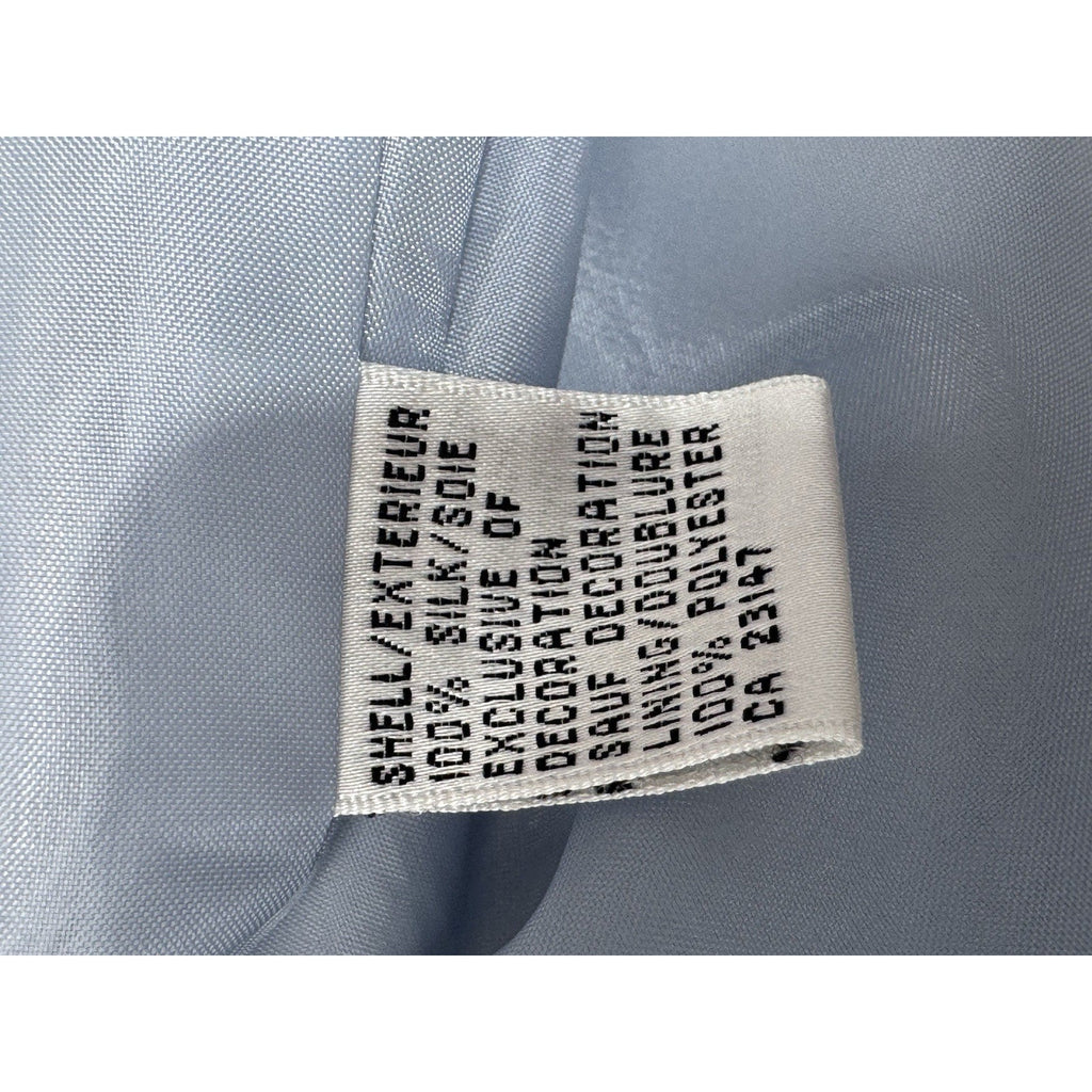 Talbots Pure Silk Blue Blazer Jacket Business Elegant Embroidered Women’s Size12