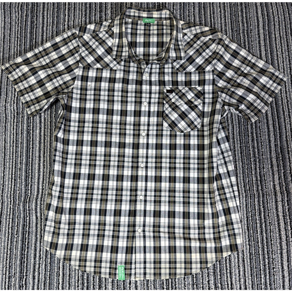 LRG Lifted Research Group Mens XL Plaid Pearl Snap Shirt Y2K Inside Pocket