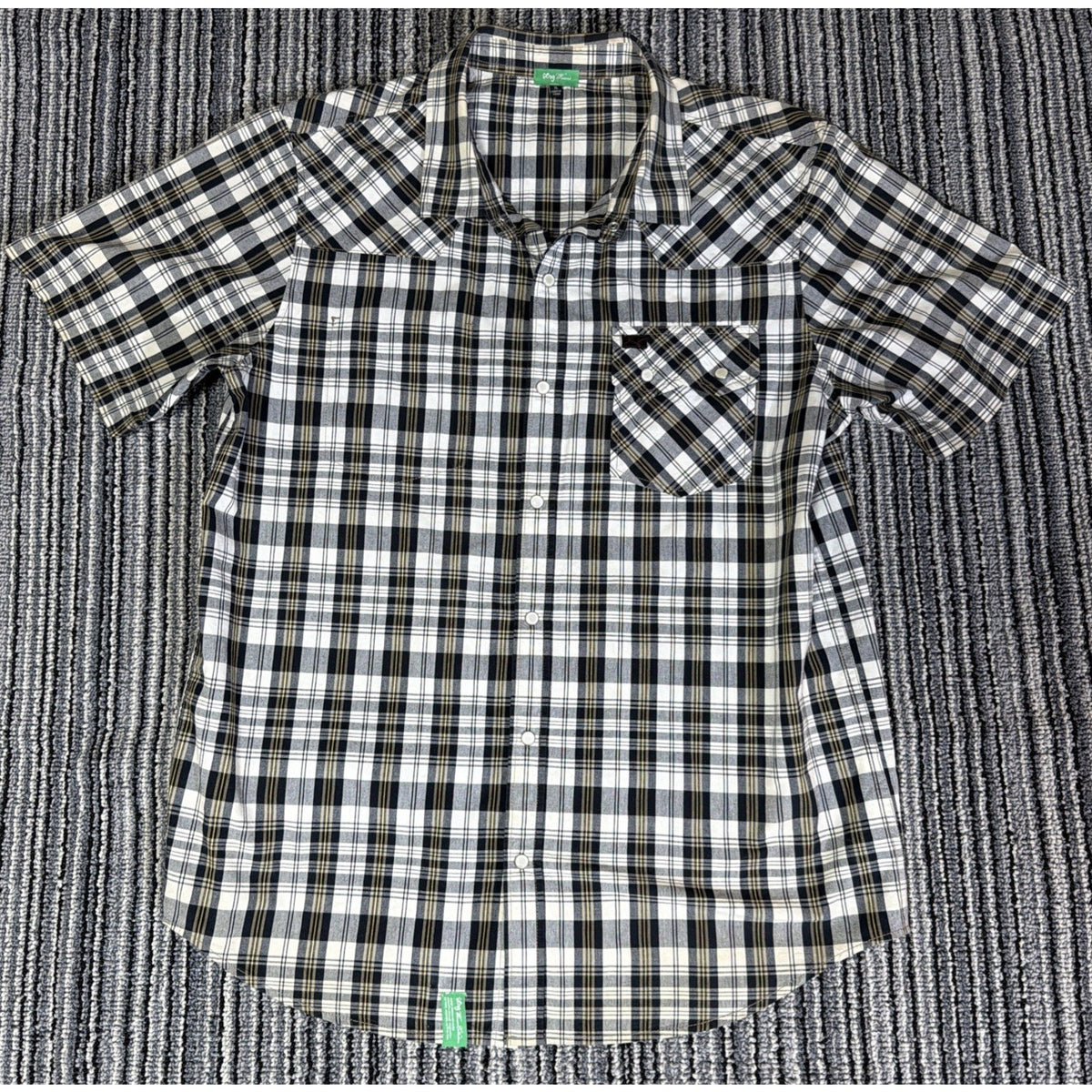 LRG Lifted Research Group Mens XL Plaid Pearl Snap Shirt Y2K Inside Pocket